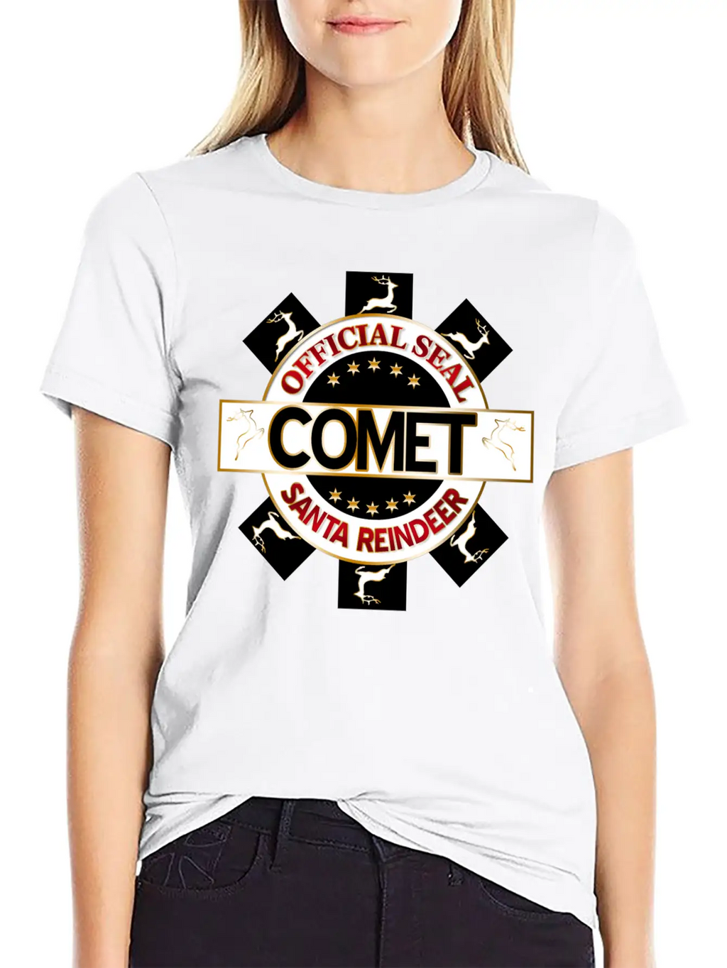 Reindeer Santa Official Seal Comet Unisex Casual T-Shirt – Clean Design For Daily Comfort