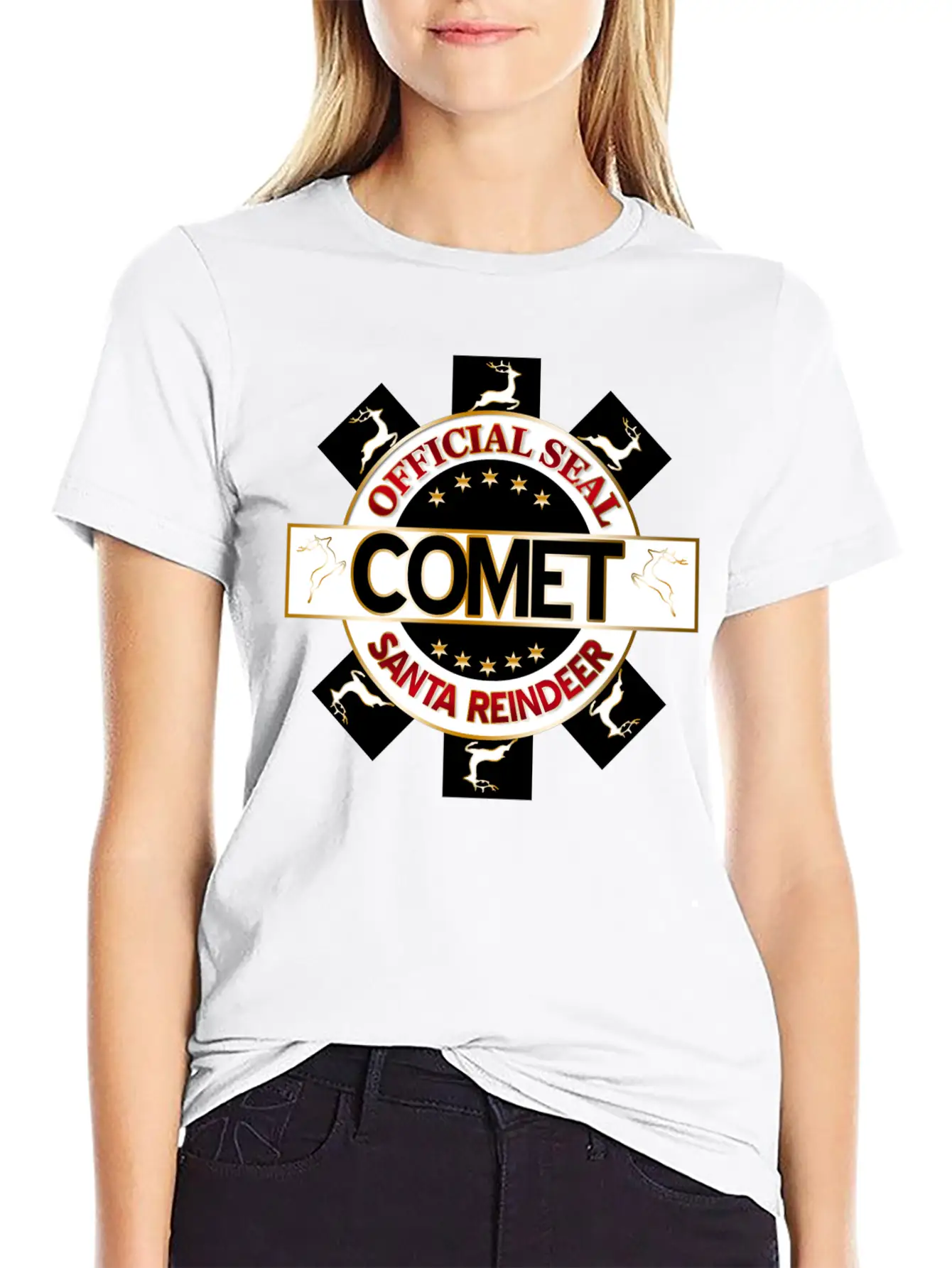 Reindeer Santa Official Seal Comet Unisex Casual T-Shirt – Clean Design For Daily Comfort