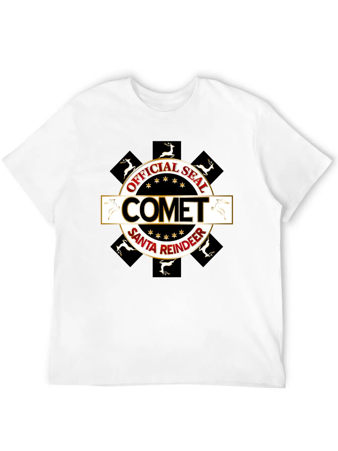 Reindeer Santa Official Seal Comet Unisex Casual T-Shirt – Clean Design For Daily Comfort