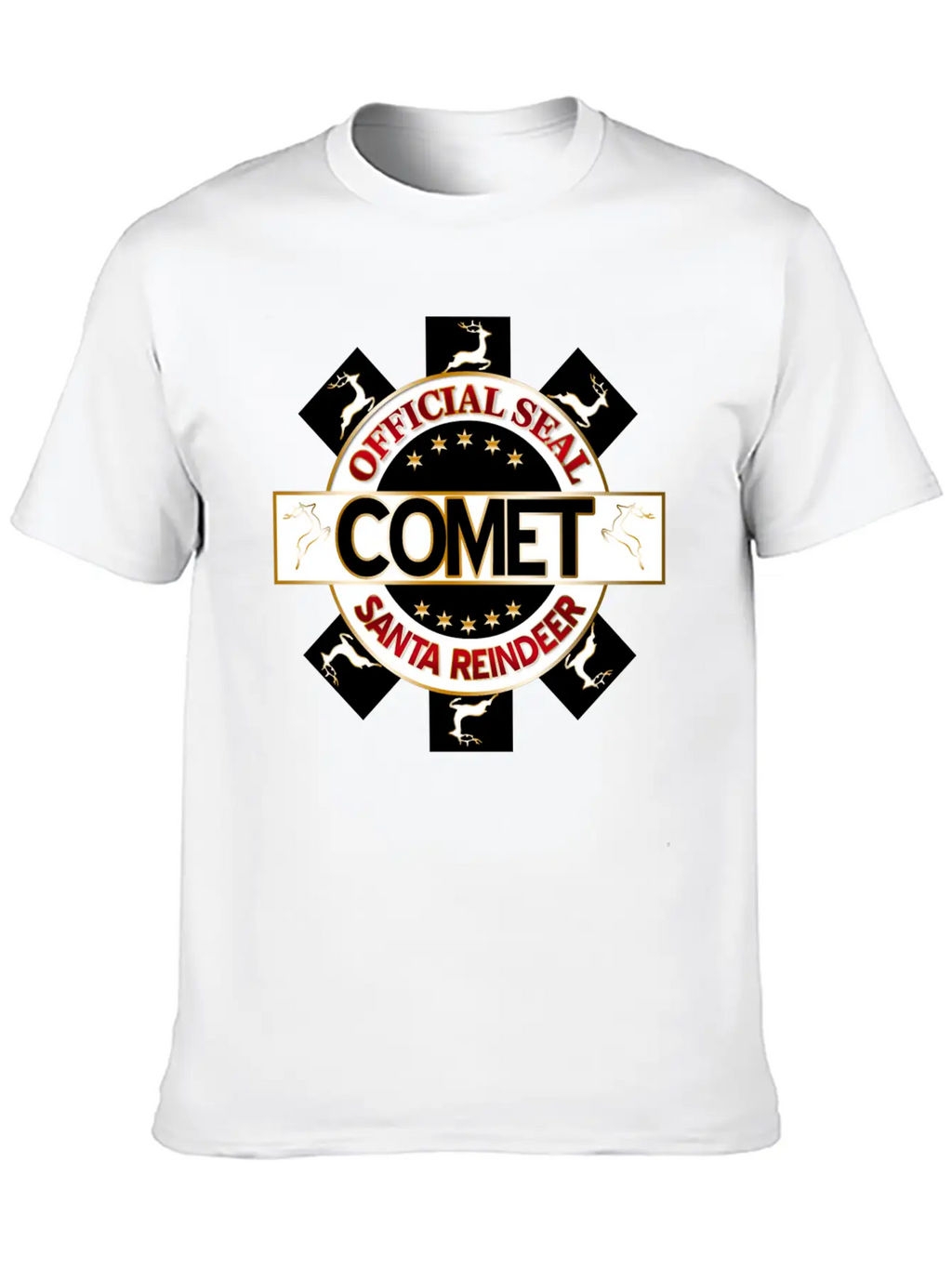 Reindeer Santa Official Seal Comet Unisex Casual T-Shirt – Clean Design For Daily Comfort