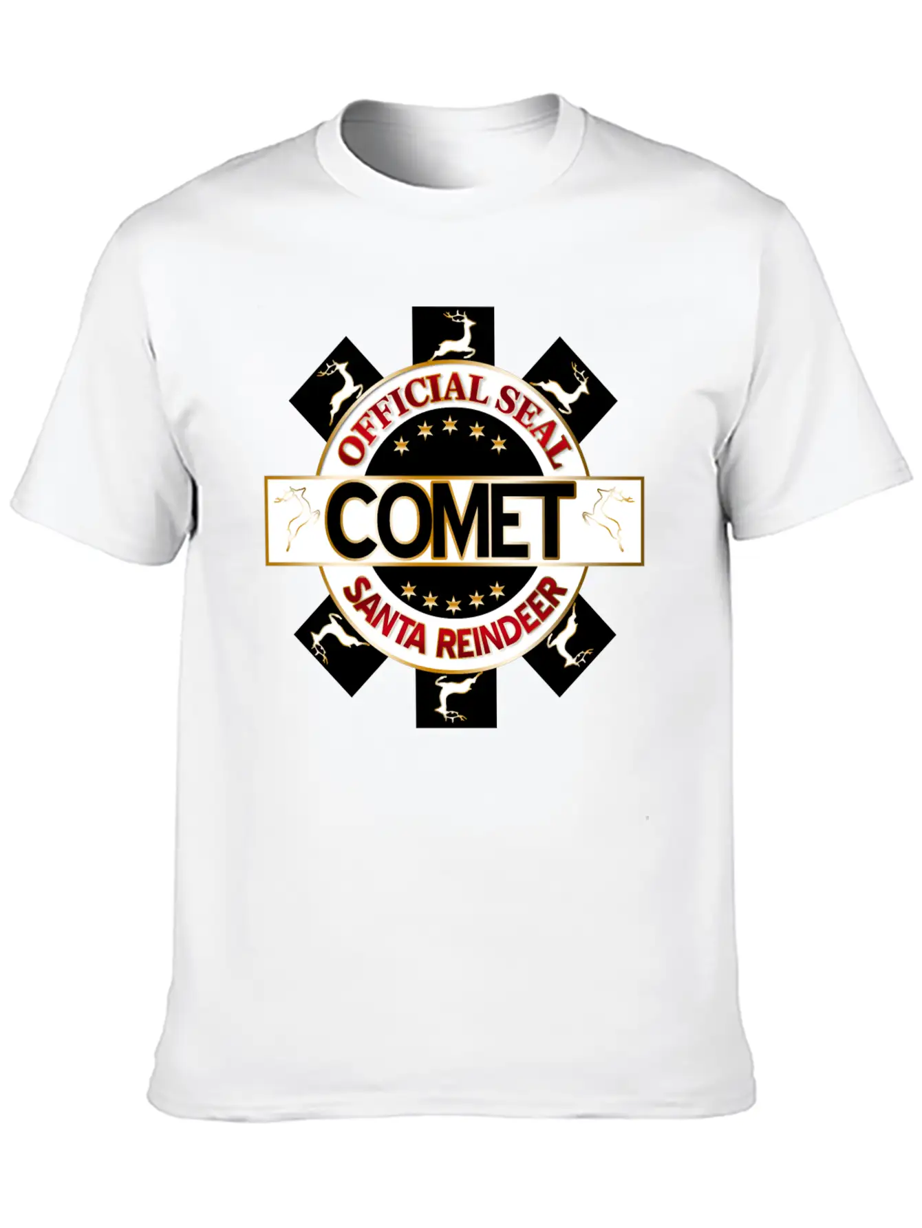 Reindeer Santa Official Seal Comet Unisex Casual T-Shirt – Clean Design For Daily Comfort