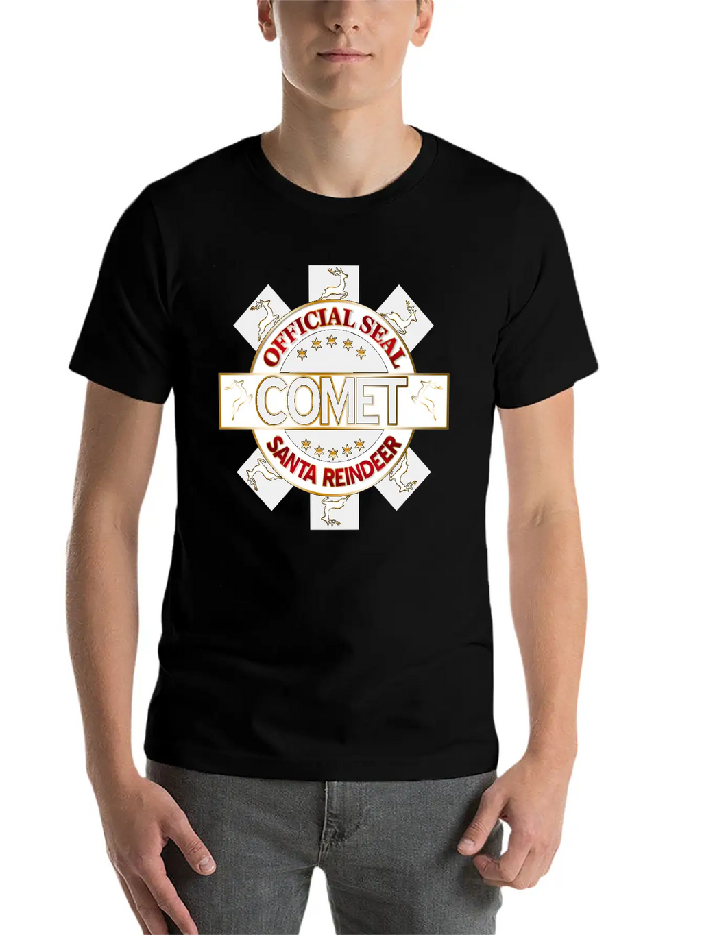 Reindeer Santa Official Seal Comet Unisex Casual T-Shirt – Clean Design For Daily Comfort