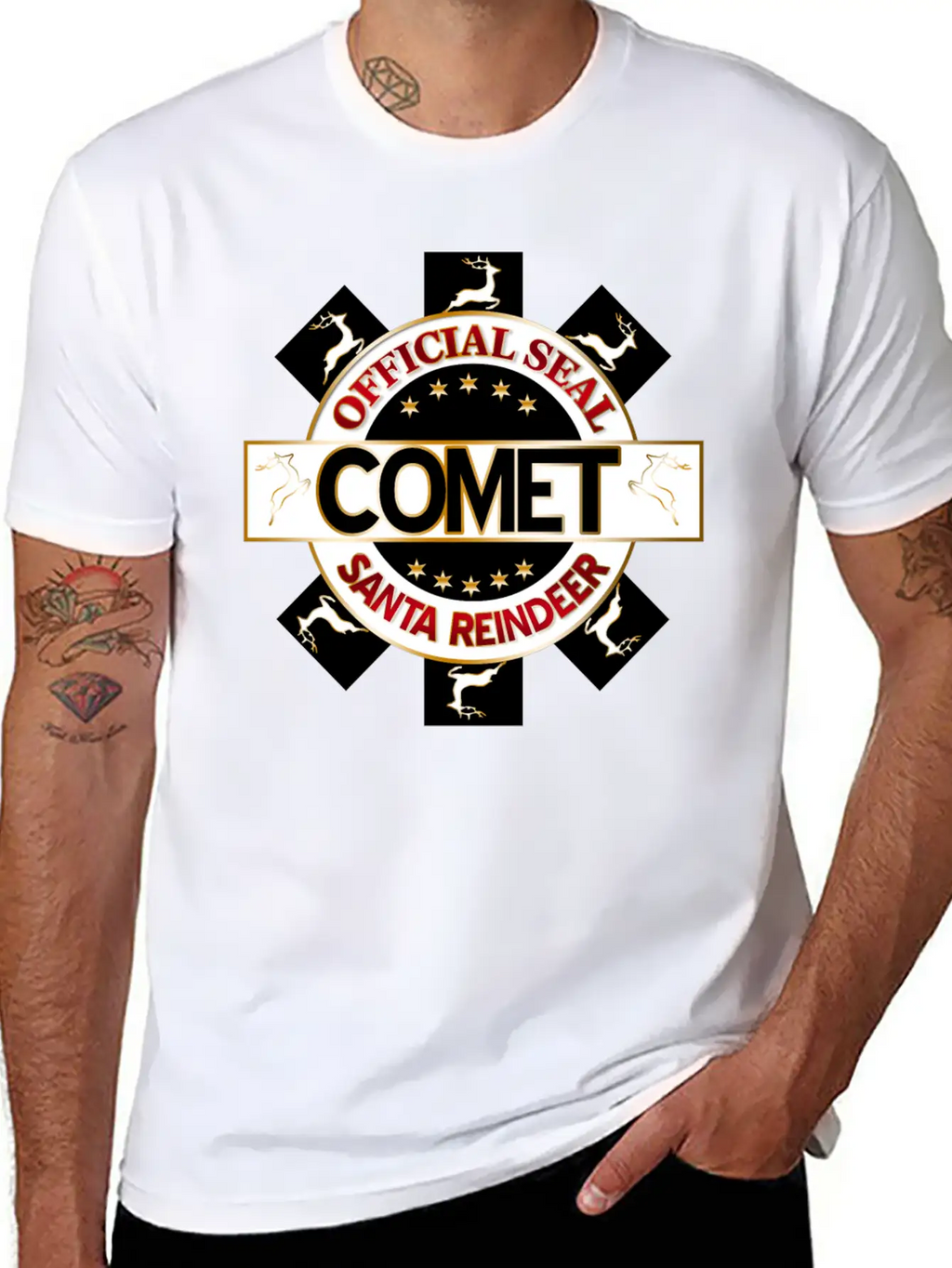 Reindeer Santa Official Seal Comet Unisex Casual T-Shirt – Clean Design For Daily Comfort