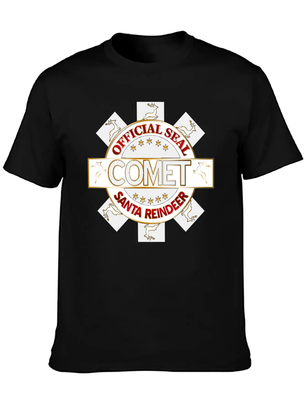 Reindeer Santa Official Seal Comet Unisex Casual T-Shirt – Clean Design For Daily Comfort