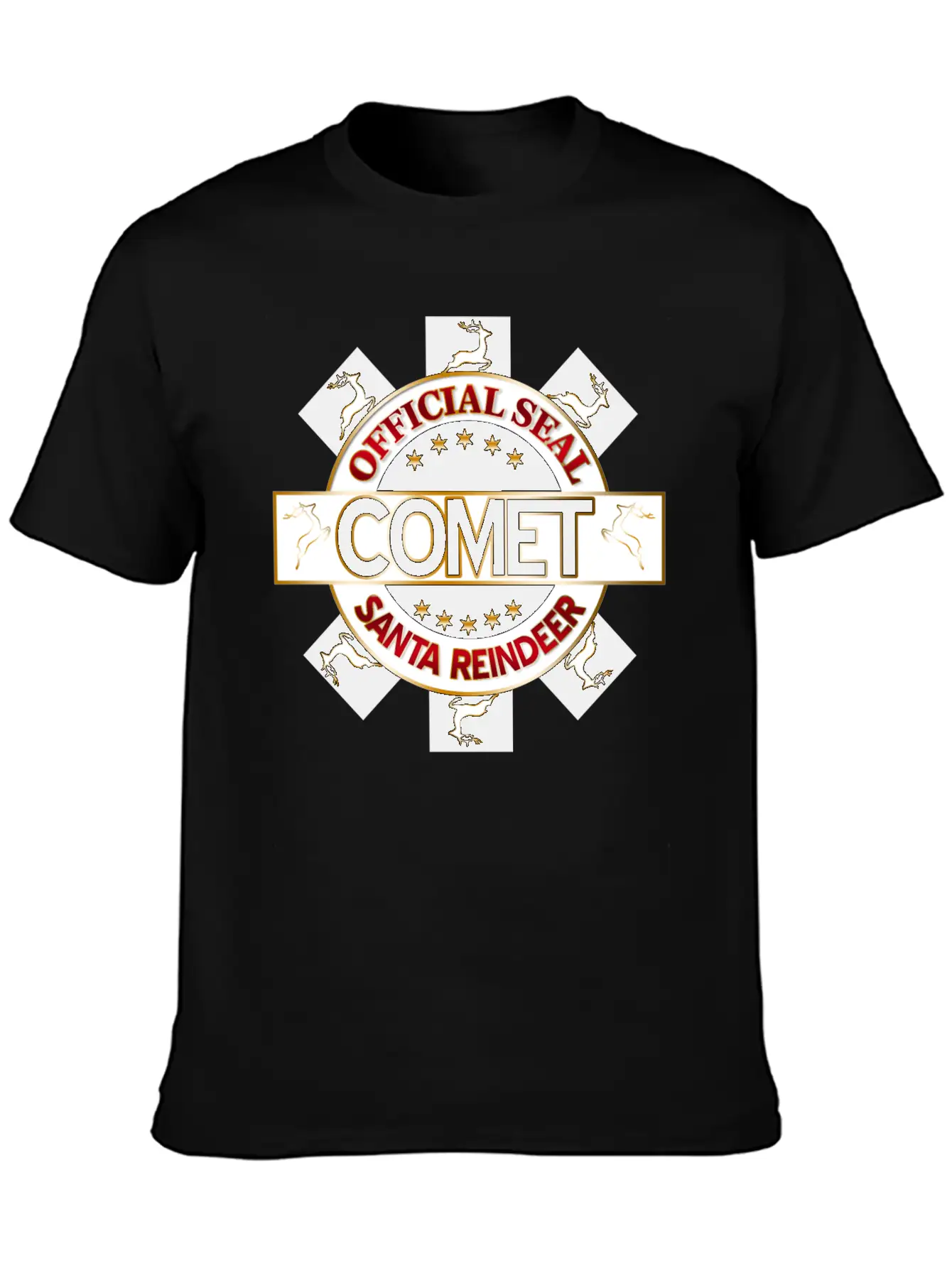 Reindeer Santa Official Seal Comet Unisex Casual T-Shirt – Clean Design For Daily Comfort