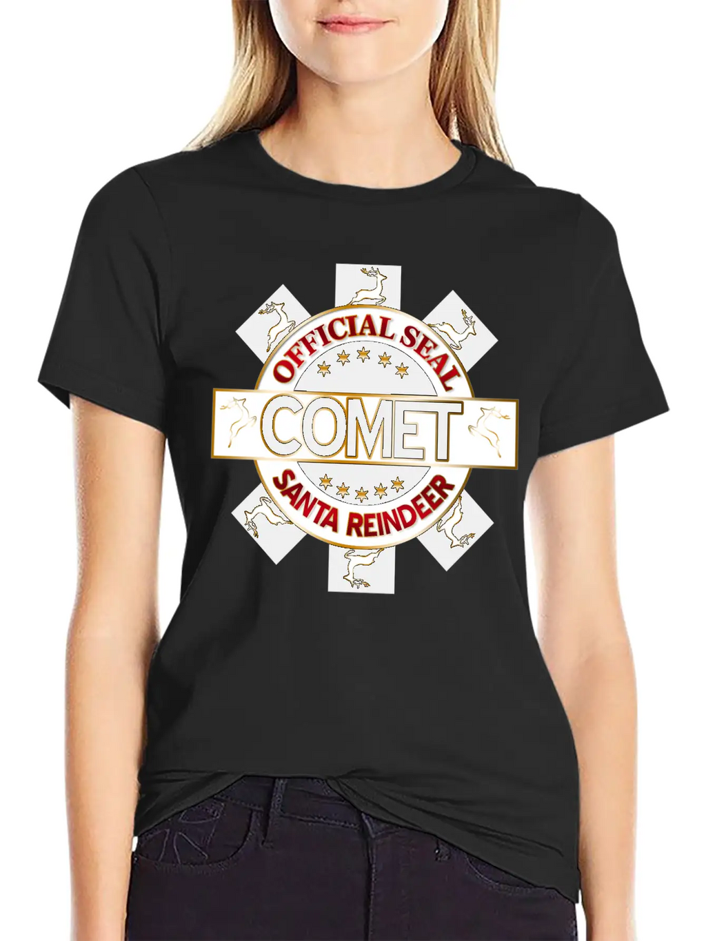 Reindeer Santa Official Seal Comet Unisex Casual T-Shirt – Clean Design For Daily Comfort