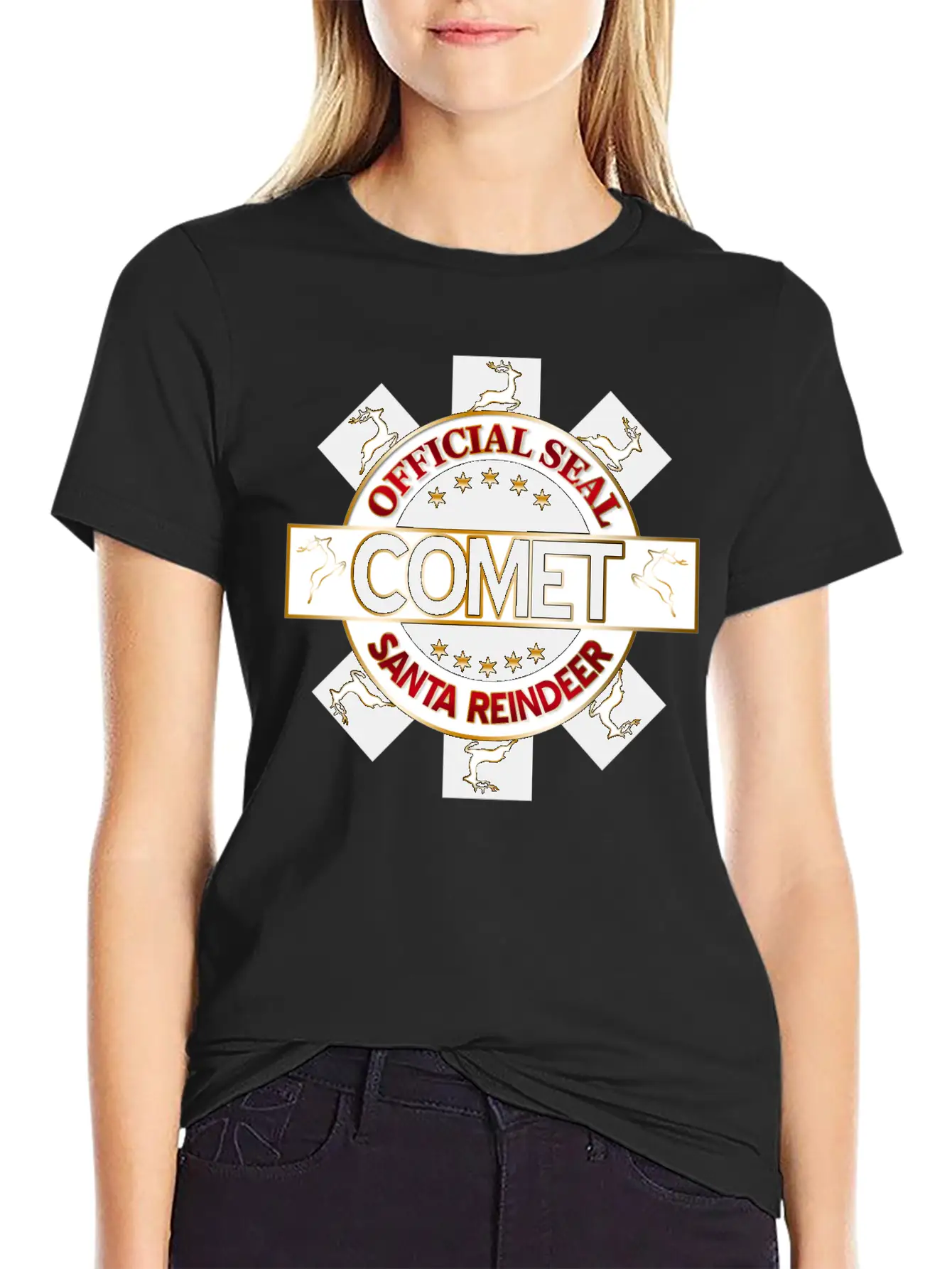 Reindeer Santa Official Seal Comet Unisex Casual T-Shirt – Clean Design For Daily Comfort