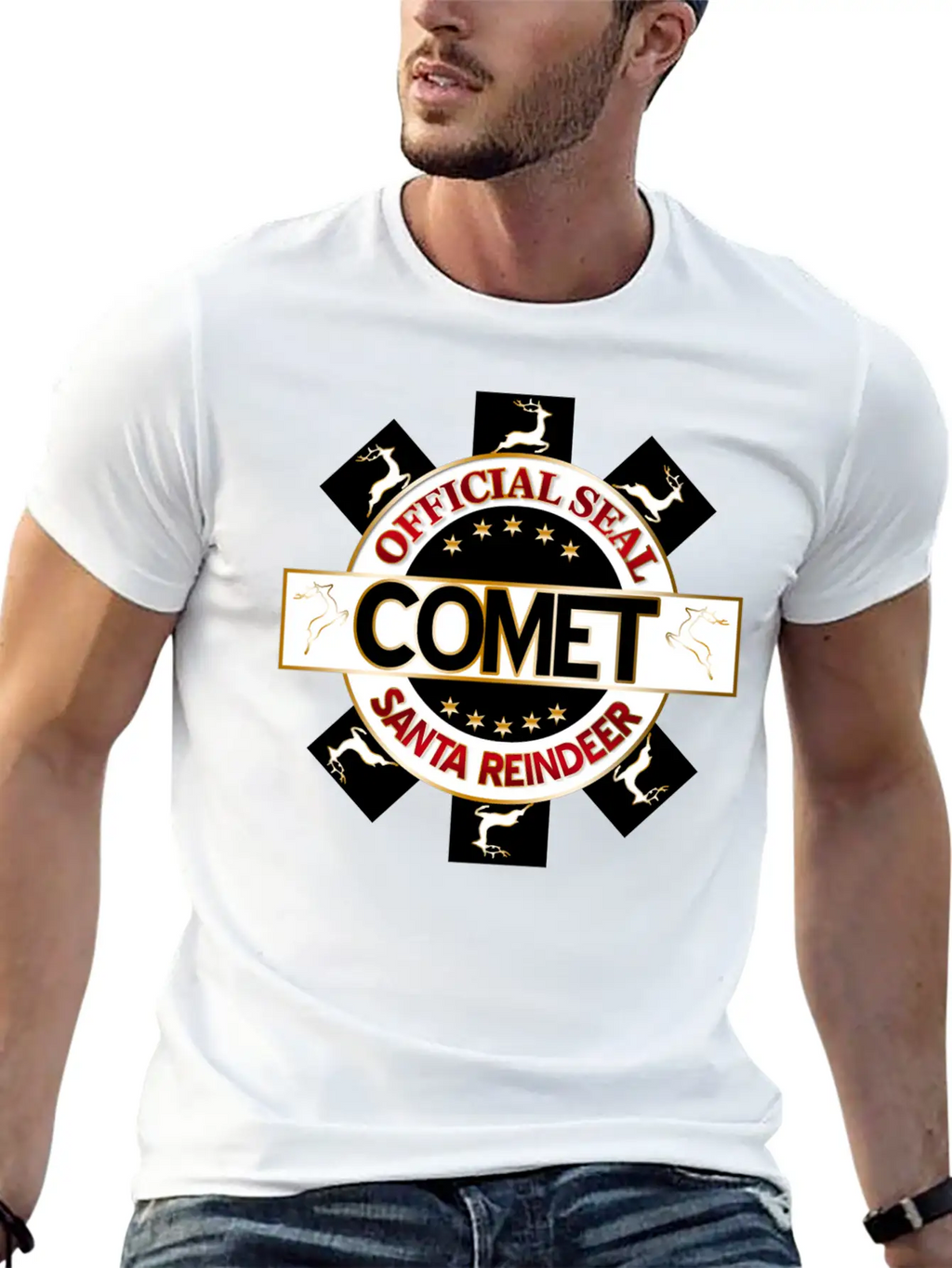 Reindeer Santa Official Seal Comet Unisex Casual T-Shirt – Clean Design For Daily Comfort