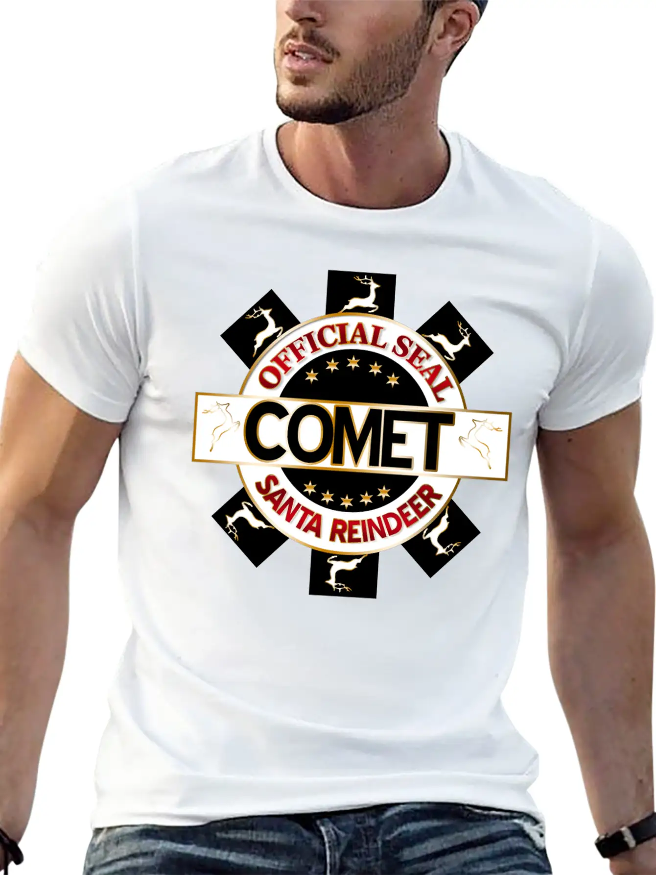 Reindeer Santa Official Seal Comet Unisex Casual T-Shirt – Clean Design For Daily Comfort