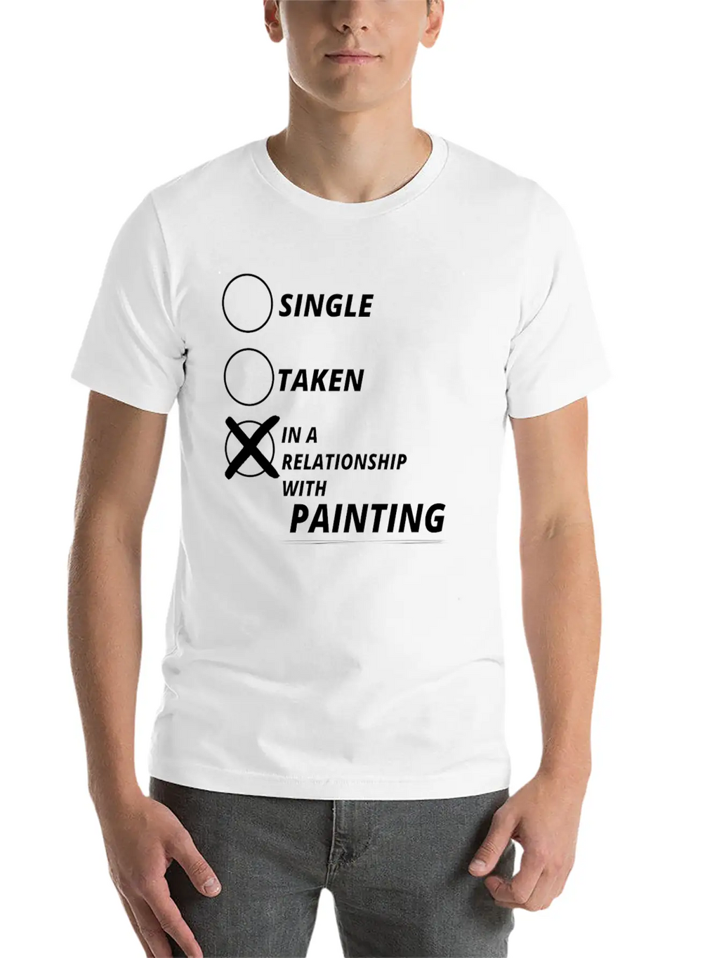 Relationship Single Taken PAINTING Essential Cotton Tee For Daily Outfits – Unisex Style