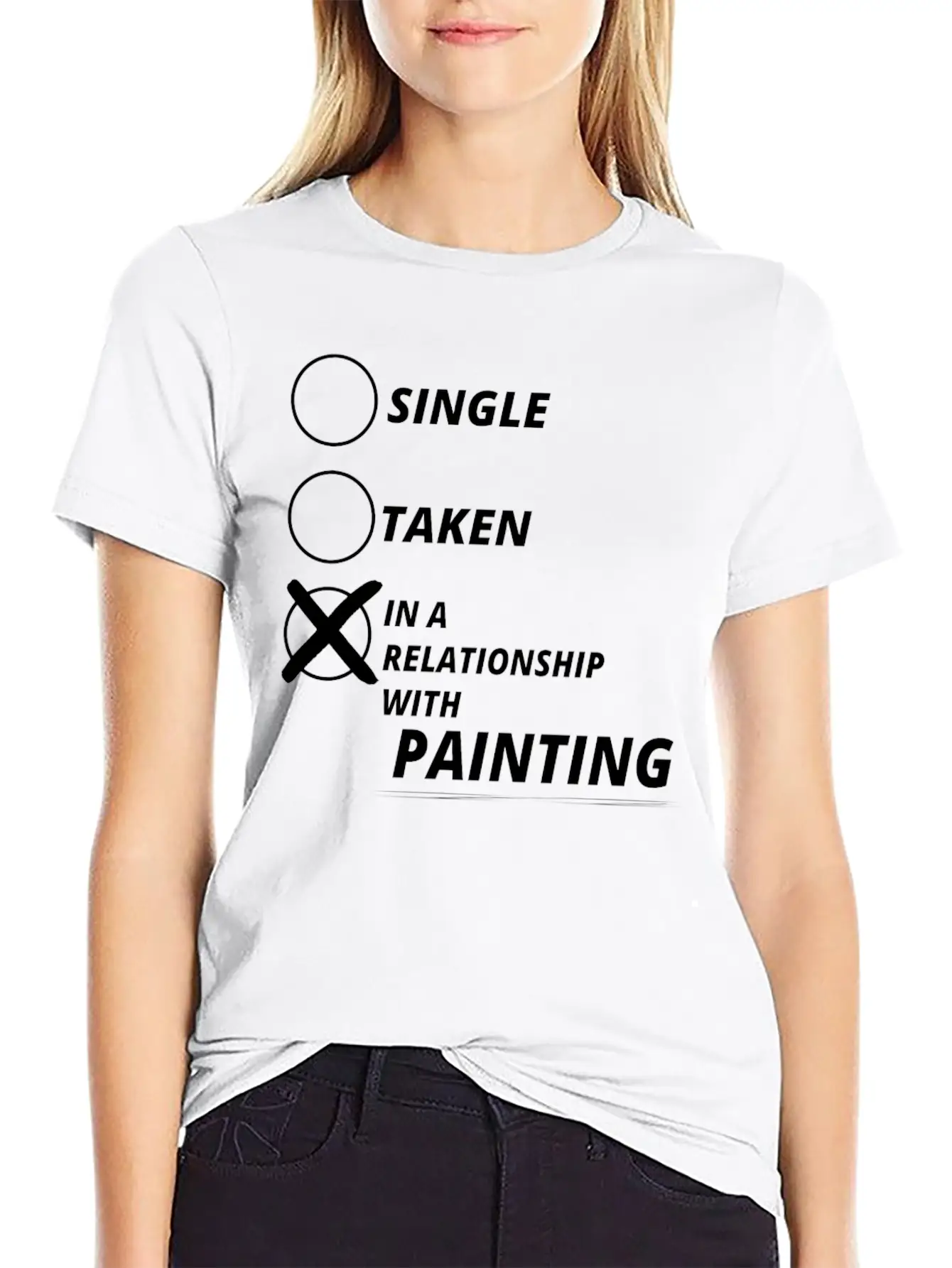 Relationship Single Taken PAINTING Essential Cotton Tee For Daily Outfits – Unisex Style