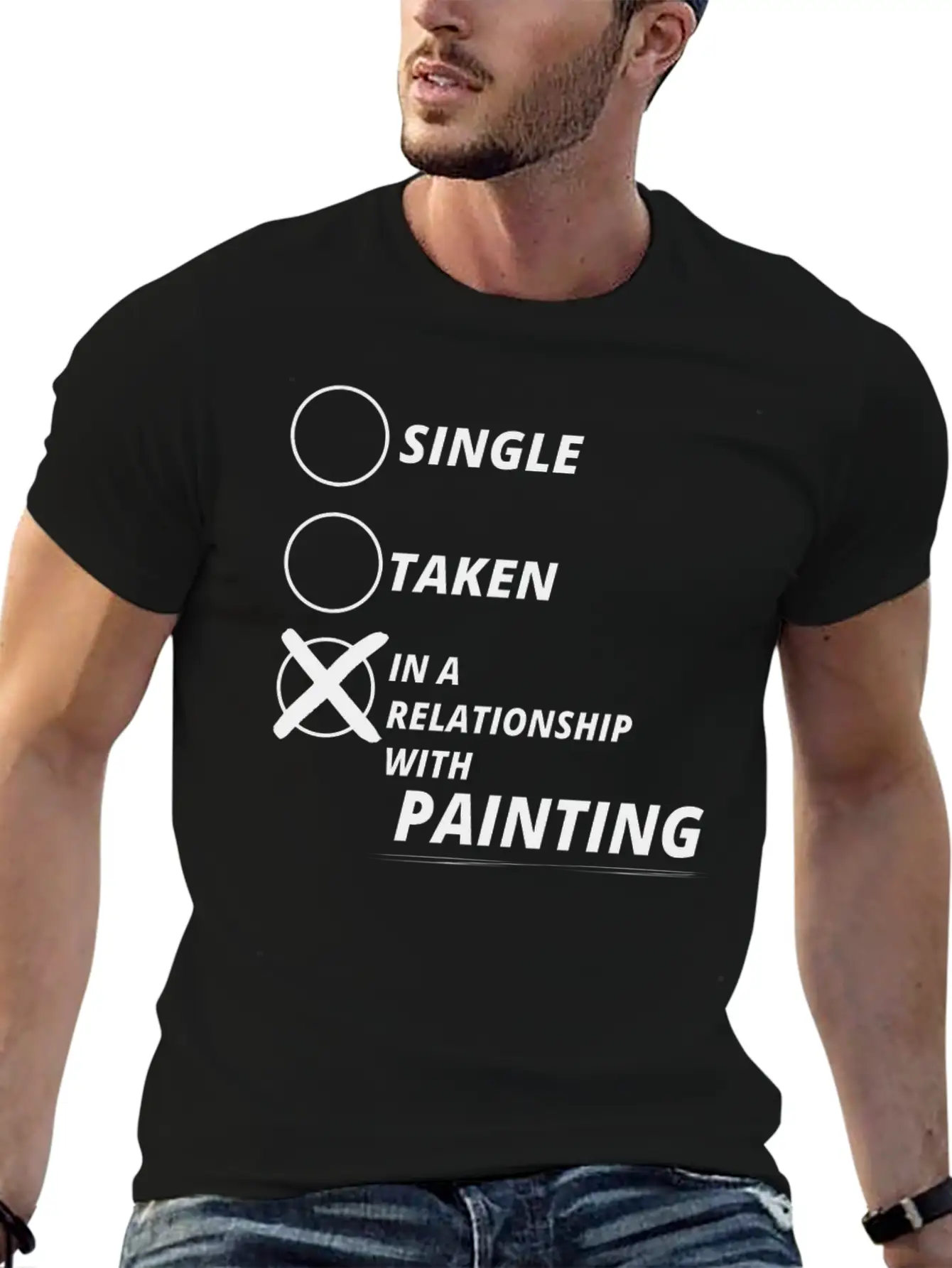 Relationship Single Taken PAINTING Essential Cotton Tee For Daily Outfits – Unisex Style