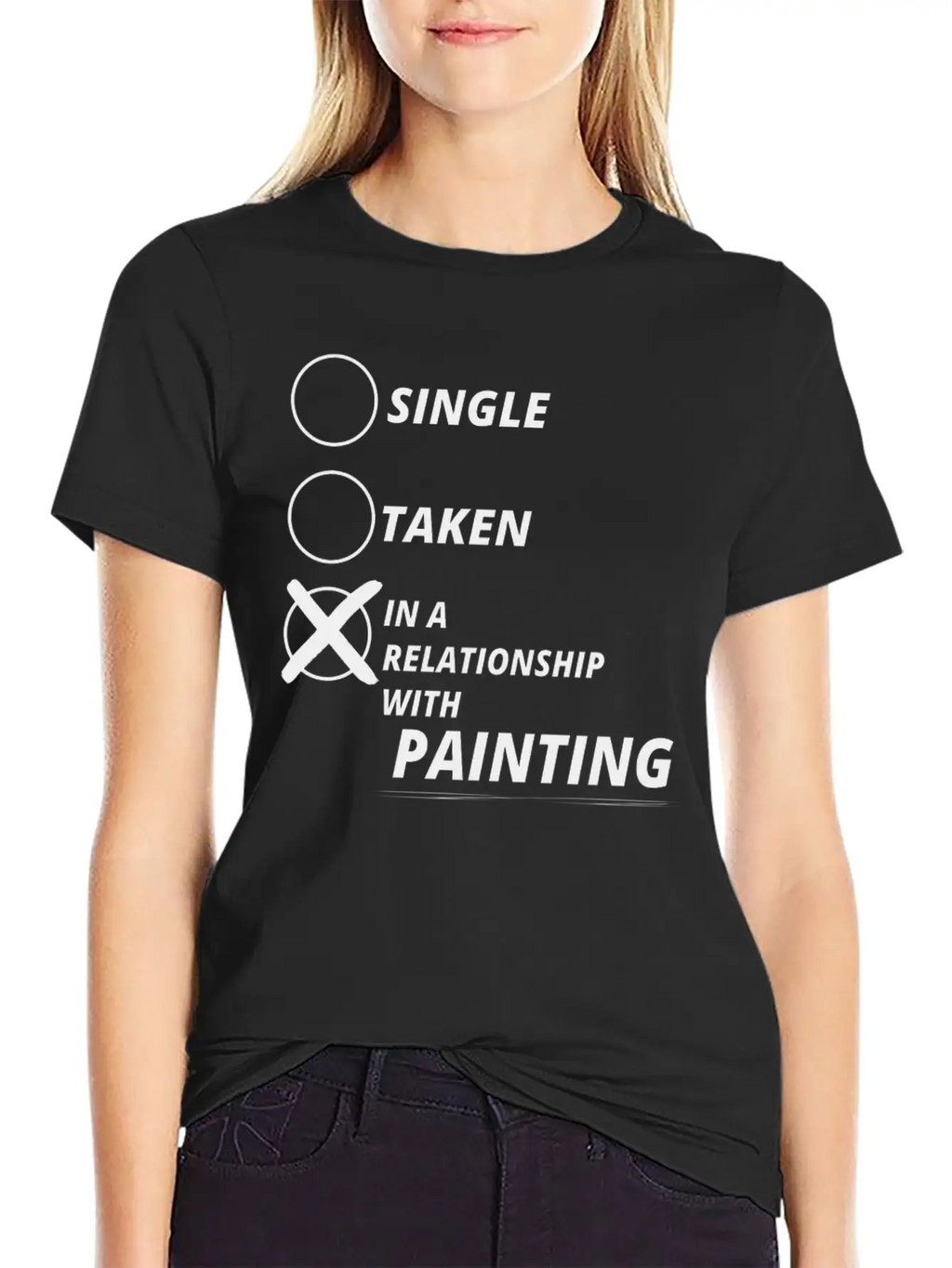 Relationship Single Taken PAINTING Essential Cotton Tee For Daily Outfits – Unisex Style