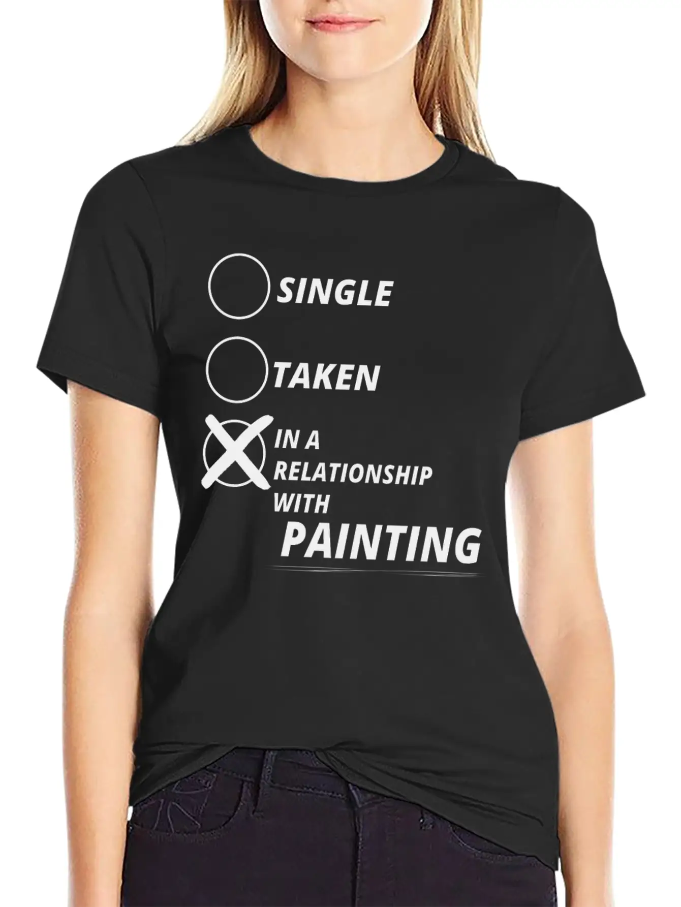 Relationship Single Taken PAINTING Essential Cotton Tee For Daily Outfits – Unisex Style