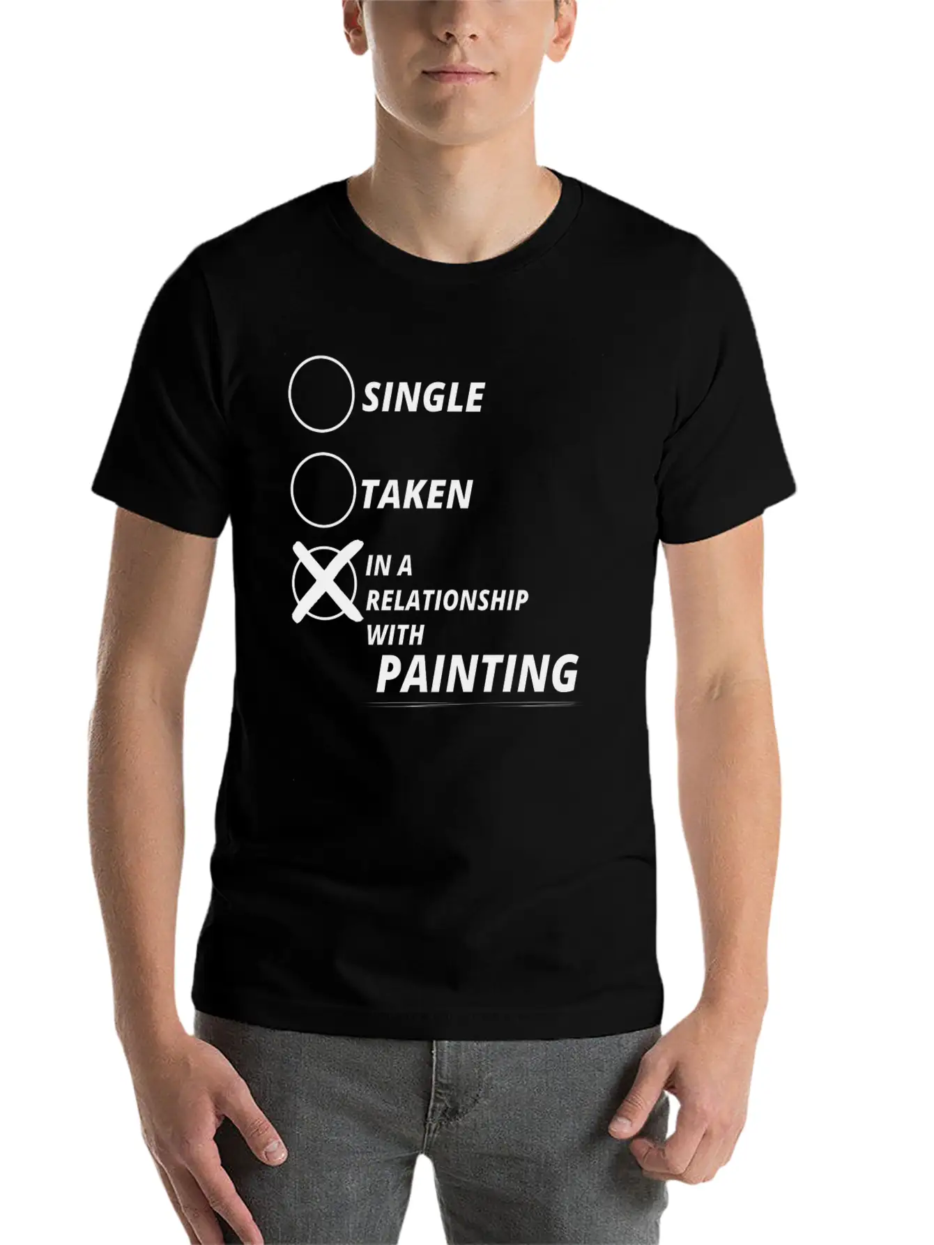 Relationship Single Taken PAINTING Essential Cotton Tee For Daily Outfits – Unisex Style