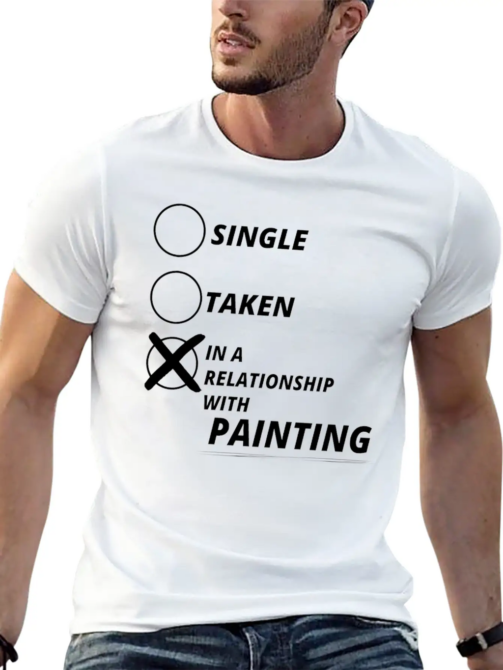 Relationship Single Taken PAINTING Essential Cotton Tee For Daily Outfits – Unisex Style