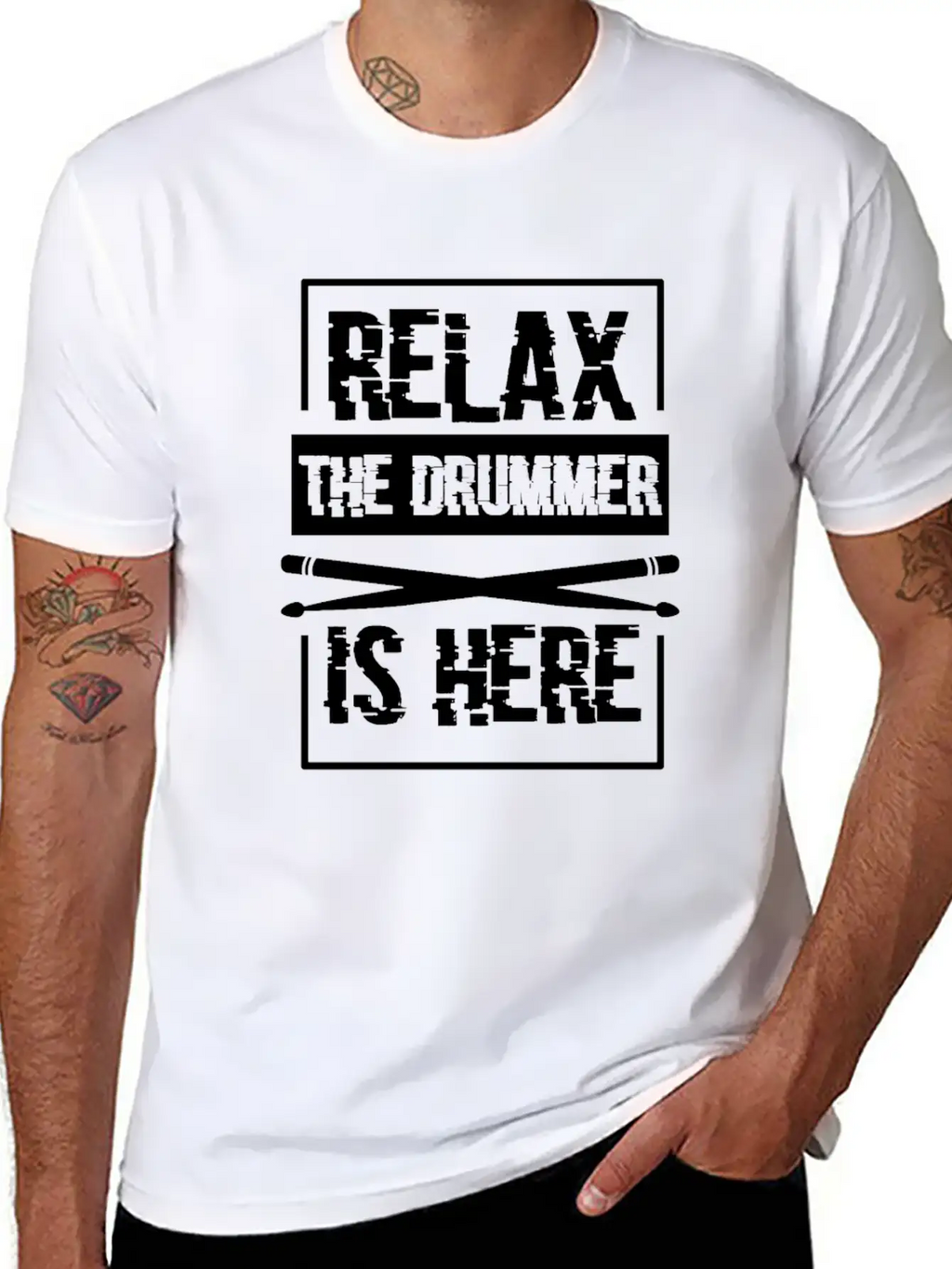 Relax The Drummer Is Here Stylish Everyday T-Shirt – Unisex Basic Cotton Tee