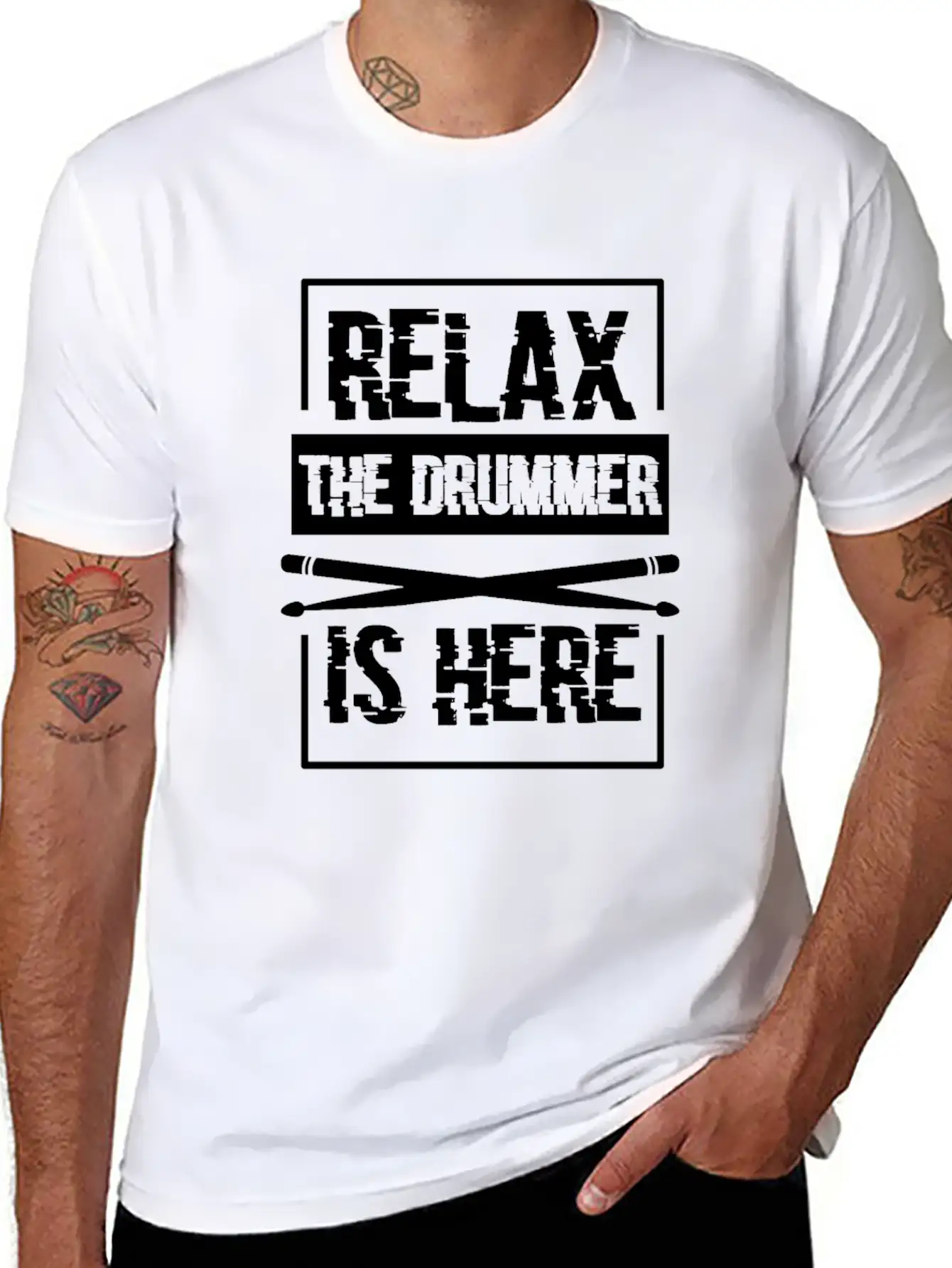 Relax The Drummer Is Here Stylish Everyday T-Shirt – Unisex Basic Cotton Tee
