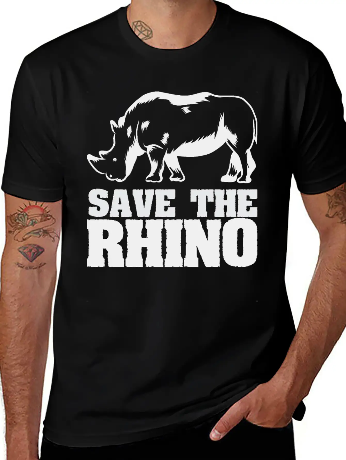 Rescue Rhinoceros Africa Desert Wilderness Breathable Soft Cotton T-Shirt – Timeless Casual Look