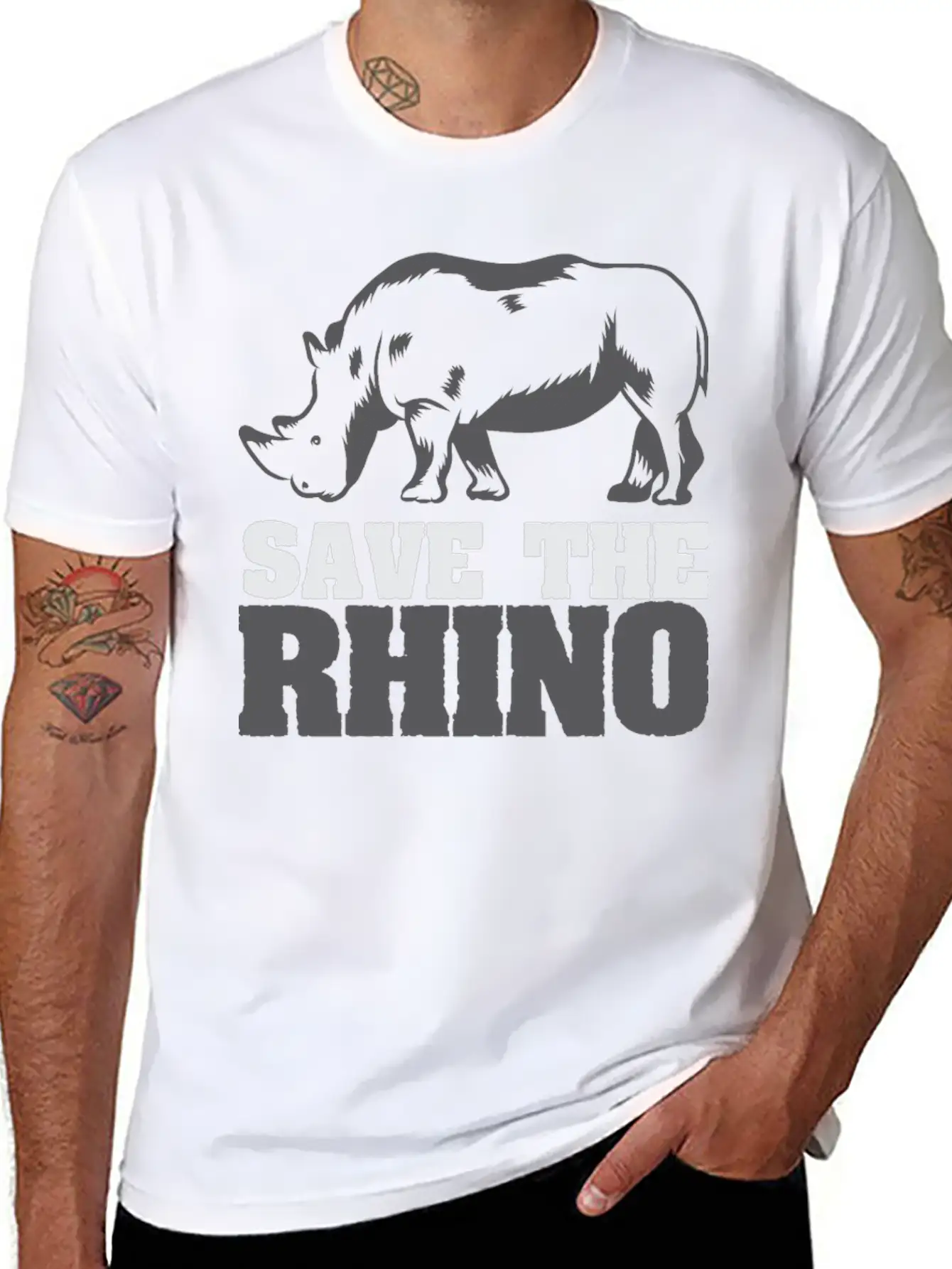 Rescue Rhinoceros Africa Desert Wilderness Breathable Soft Cotton T-Shirt – Timeless Casual Look
