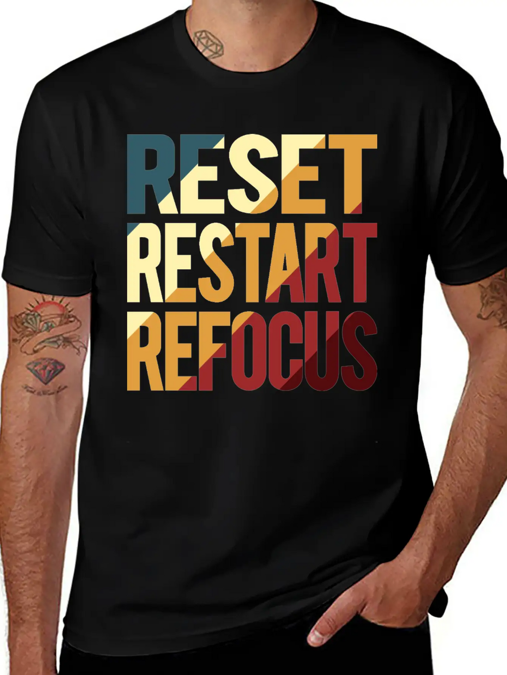 Reset Restart Refocus Positive Mindset Health Unisex Casual T-Shirt – Clean Design For Daily Comfort