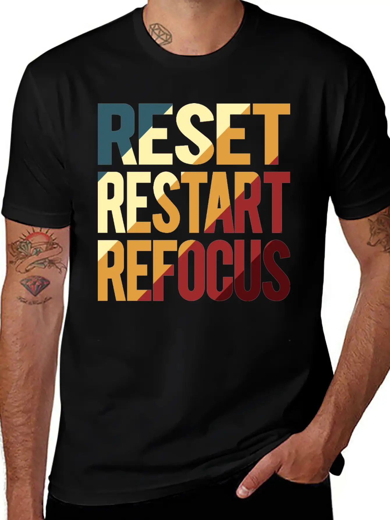 Reset Restart Refocus Positive Mindset Health Unisex Casual T-Shirt – Clean Design For Daily Comfort