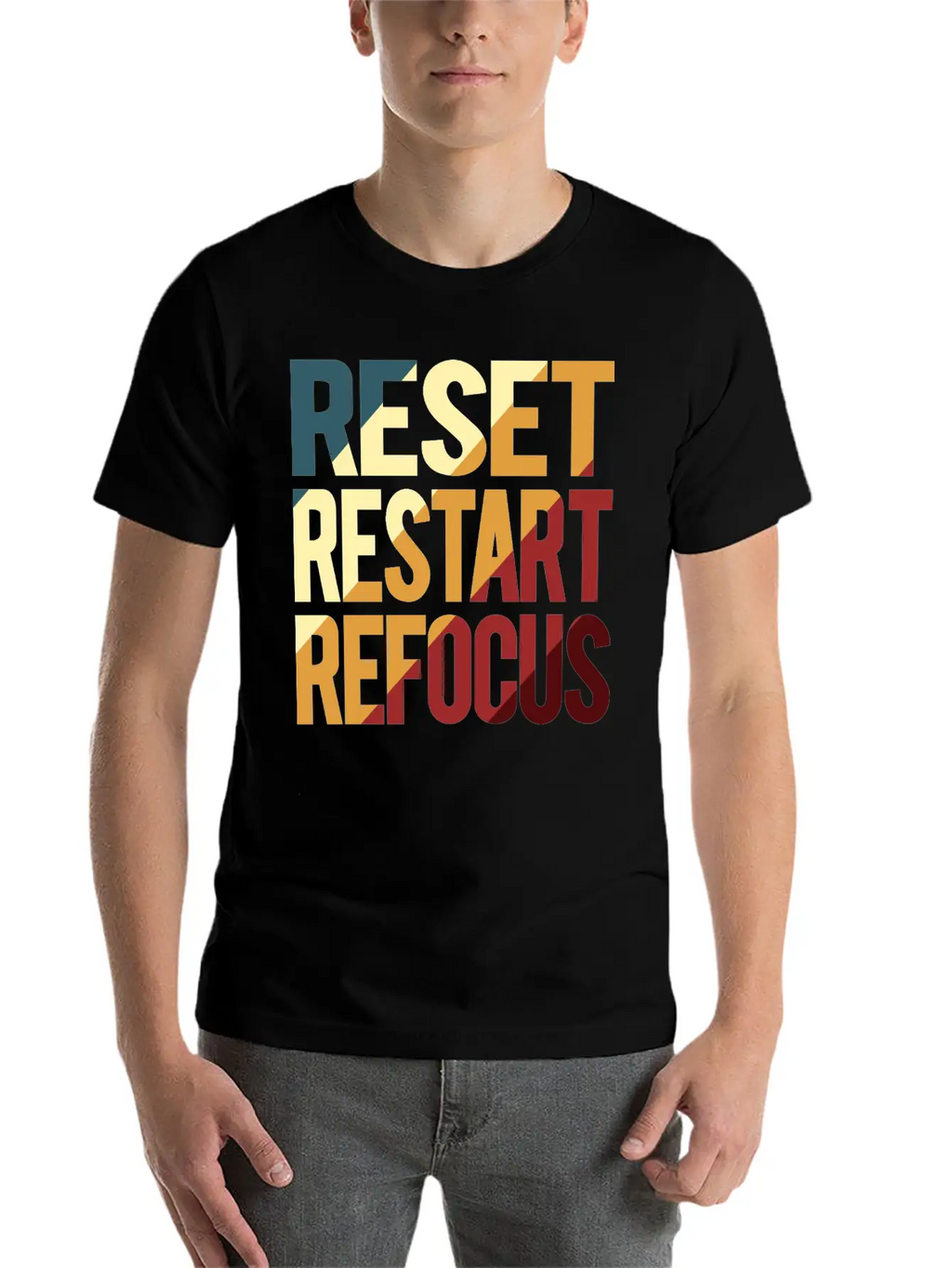 Reset Restart Refocus Positive Mindset Health Unisex Casual T-Shirt – Clean Design For Daily Comfort