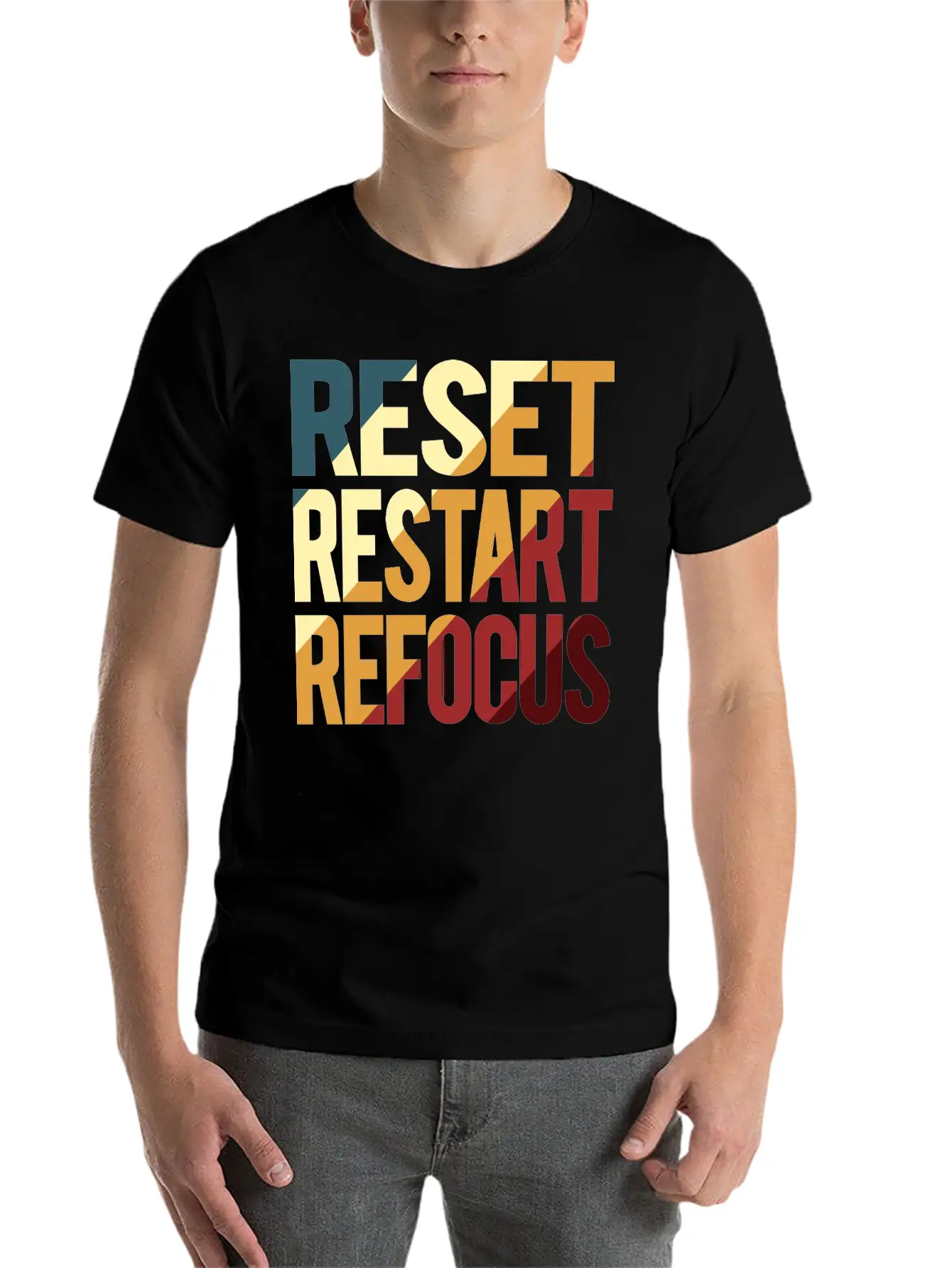 Reset Restart Refocus Positive Mindset Health Unisex Casual T-Shirt – Clean Design For Daily Comfort
