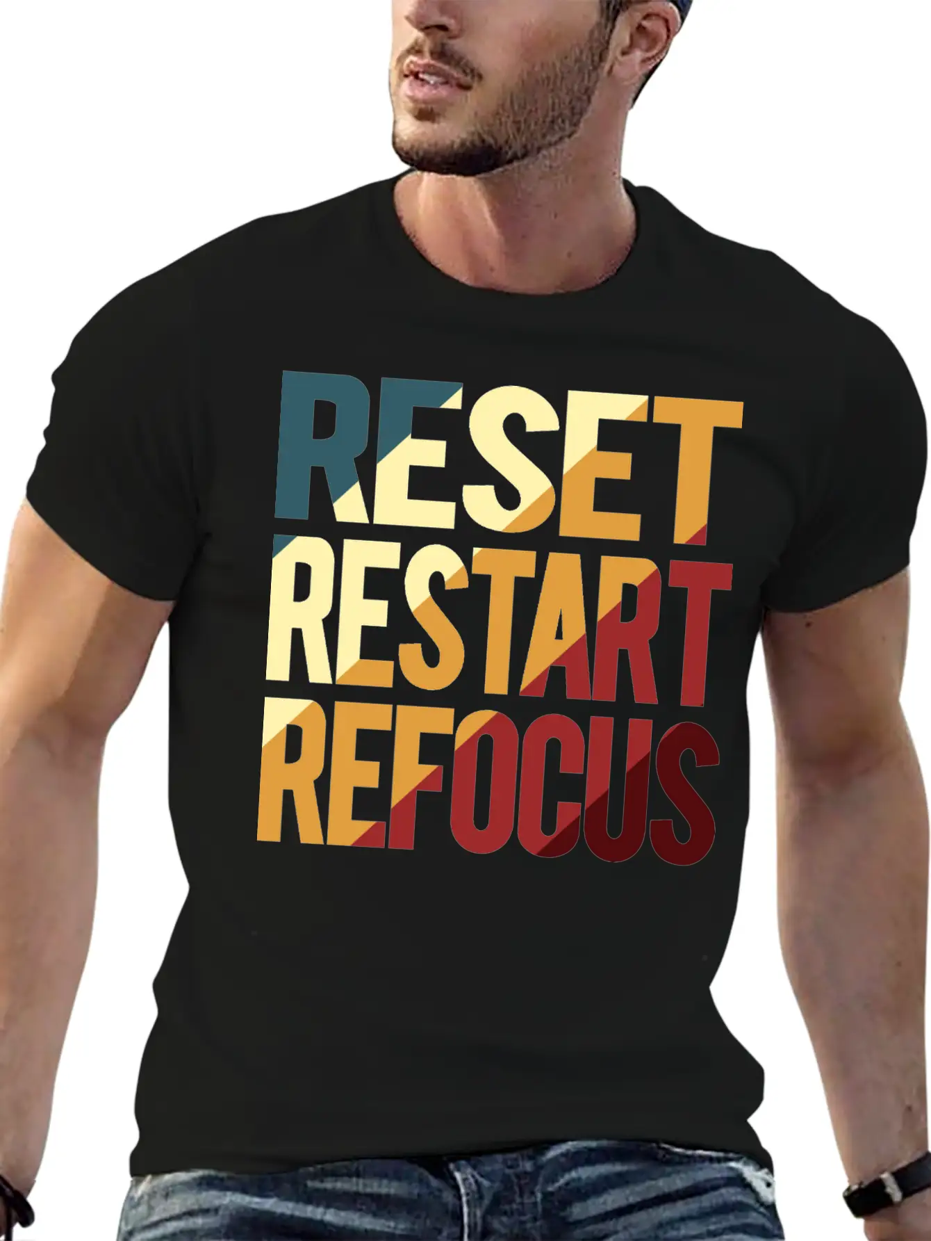 Reset Restart Refocus Positive Mindset Health Unisex Casual T-Shirt – Clean Design For Daily Comfort