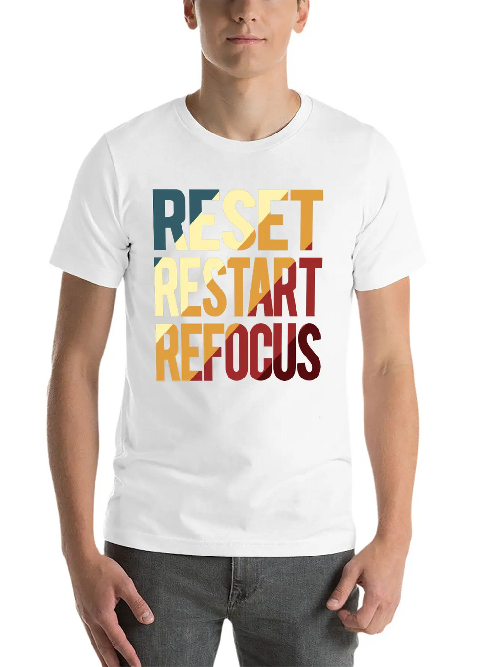 Reset Restart Refocus Positive Mindset Health Unisex Casual T-Shirt – Clean Design For Daily Comfort
