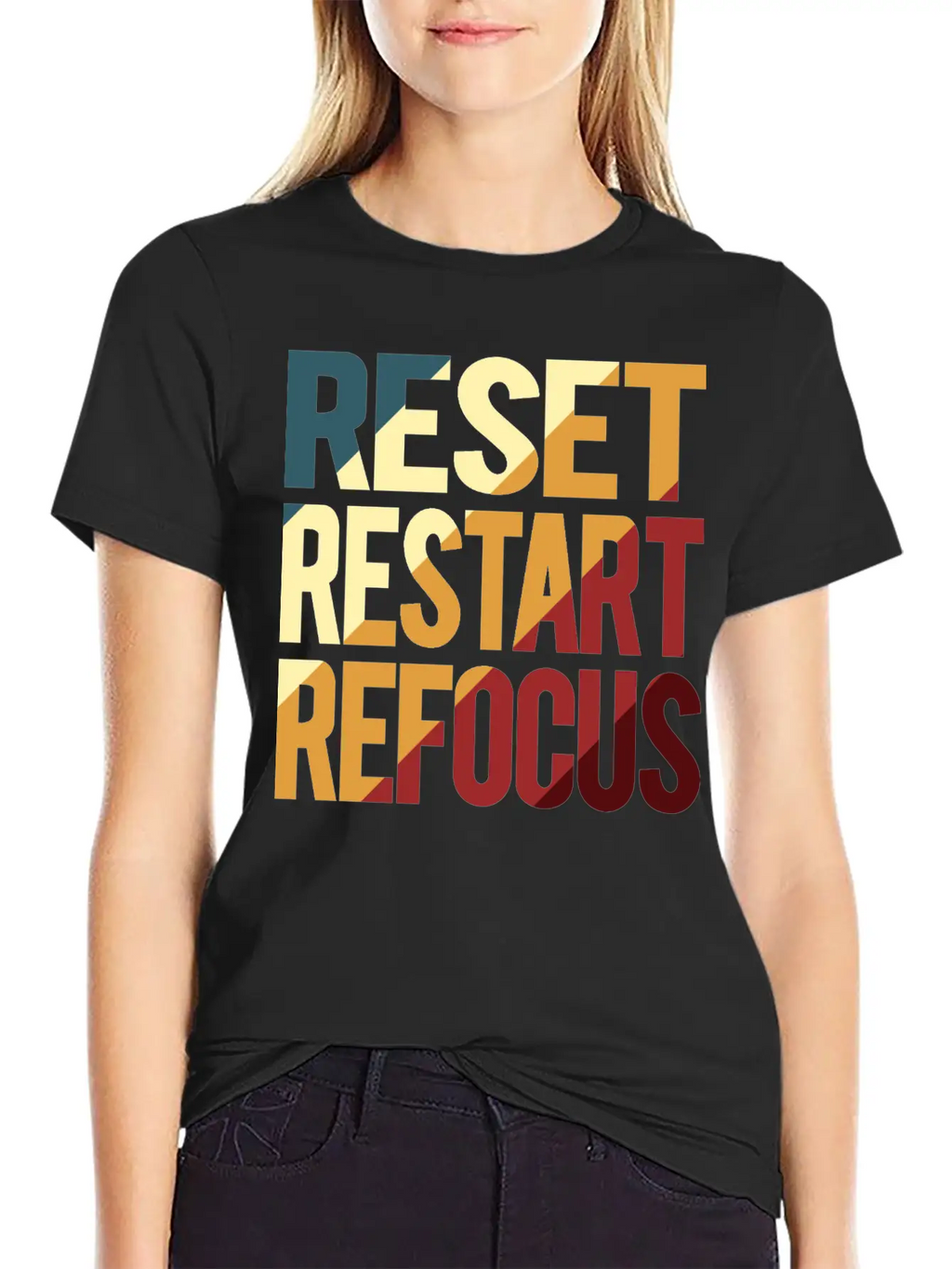 Reset Restart Refocus Positive Mindset Health Unisex Casual T-Shirt – Clean Design For Daily Comfort