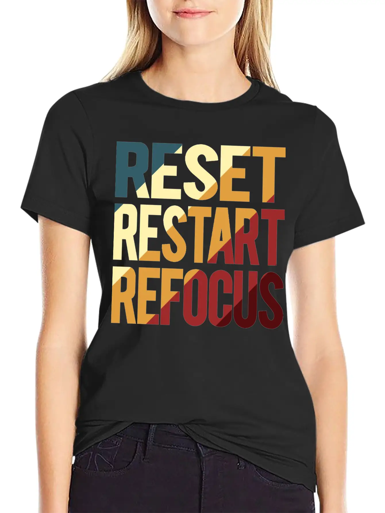 Reset Restart Refocus Positive Mindset Health Unisex Casual T-Shirt – Clean Design For Daily Comfort