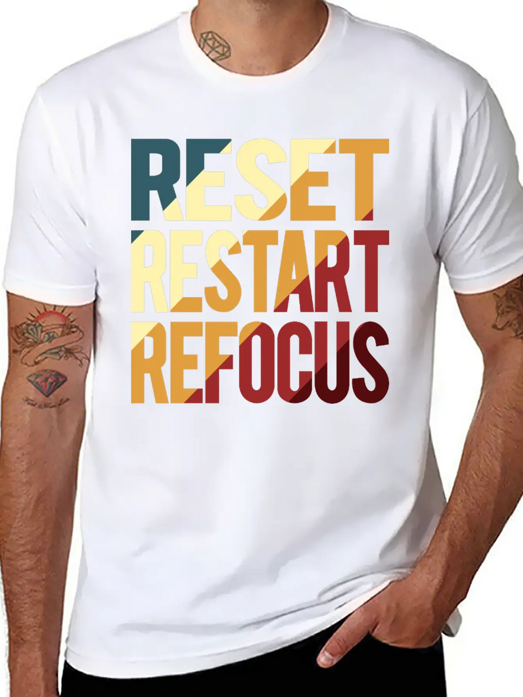 Reset Restart Refocus Positive Mindset Health Unisex Casual T-Shirt – Clean Design For Daily Comfort