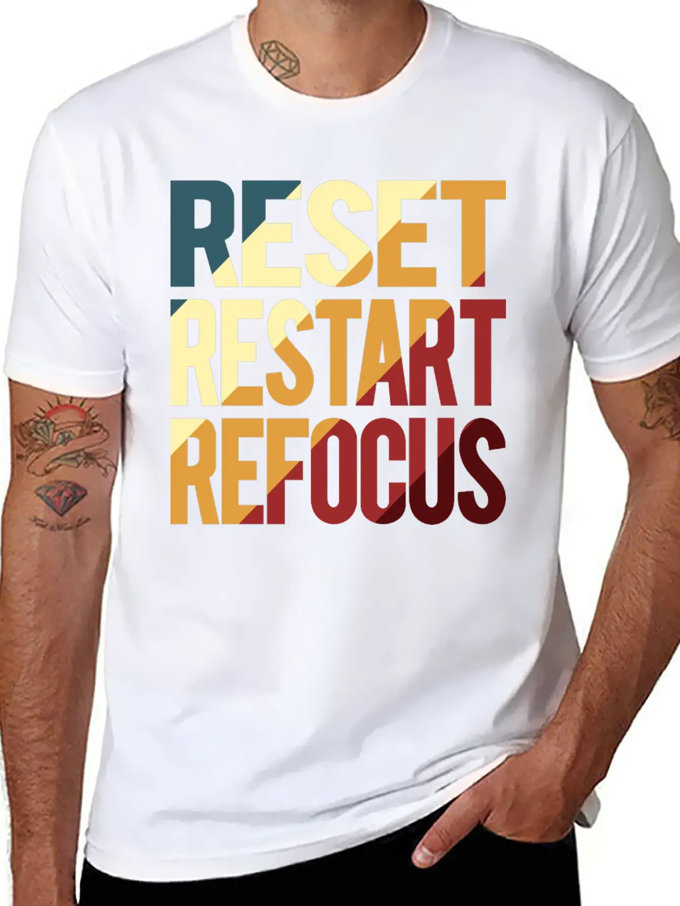 Reset Restart Refocus Positive Mindset Health Unisex Casual T-Shirt – Clean Design For Daily Comfort