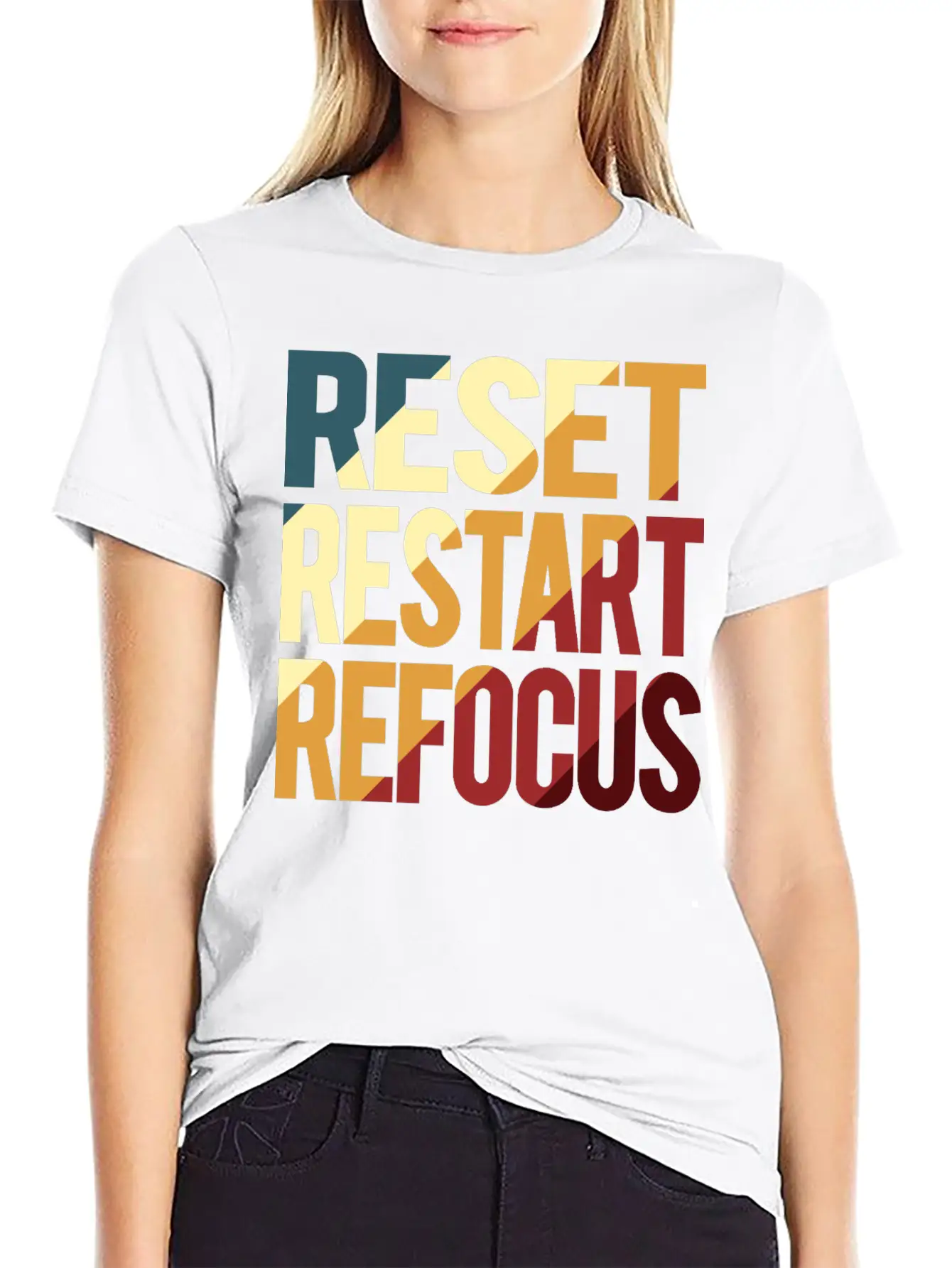 Reset Restart Refocus Positive Mindset Health Unisex Casual T-Shirt – Clean Design For Daily Comfort