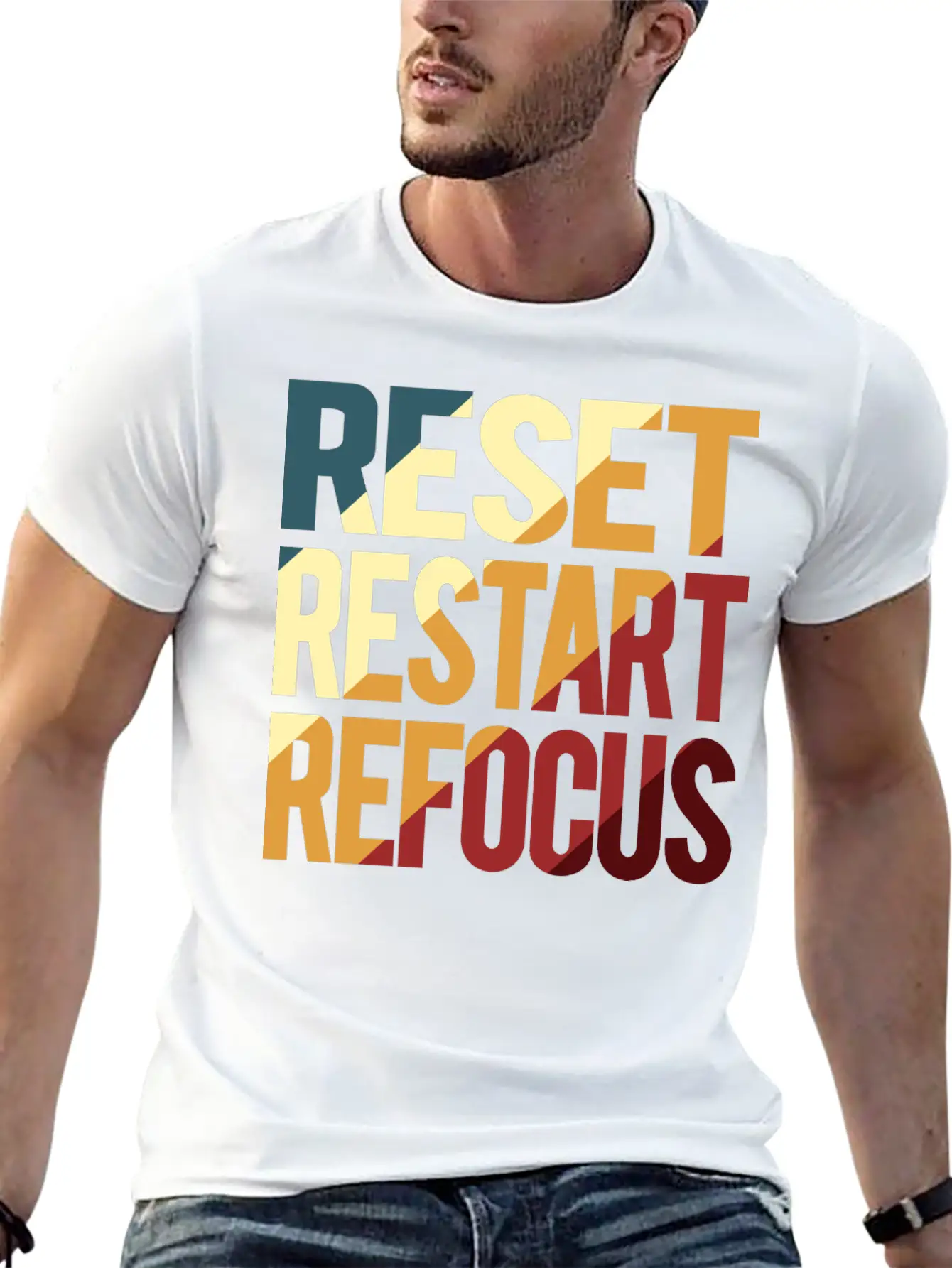 Reset Restart Refocus Positive Mindset Health Unisex Casual T-Shirt – Clean Design For Daily Comfort
