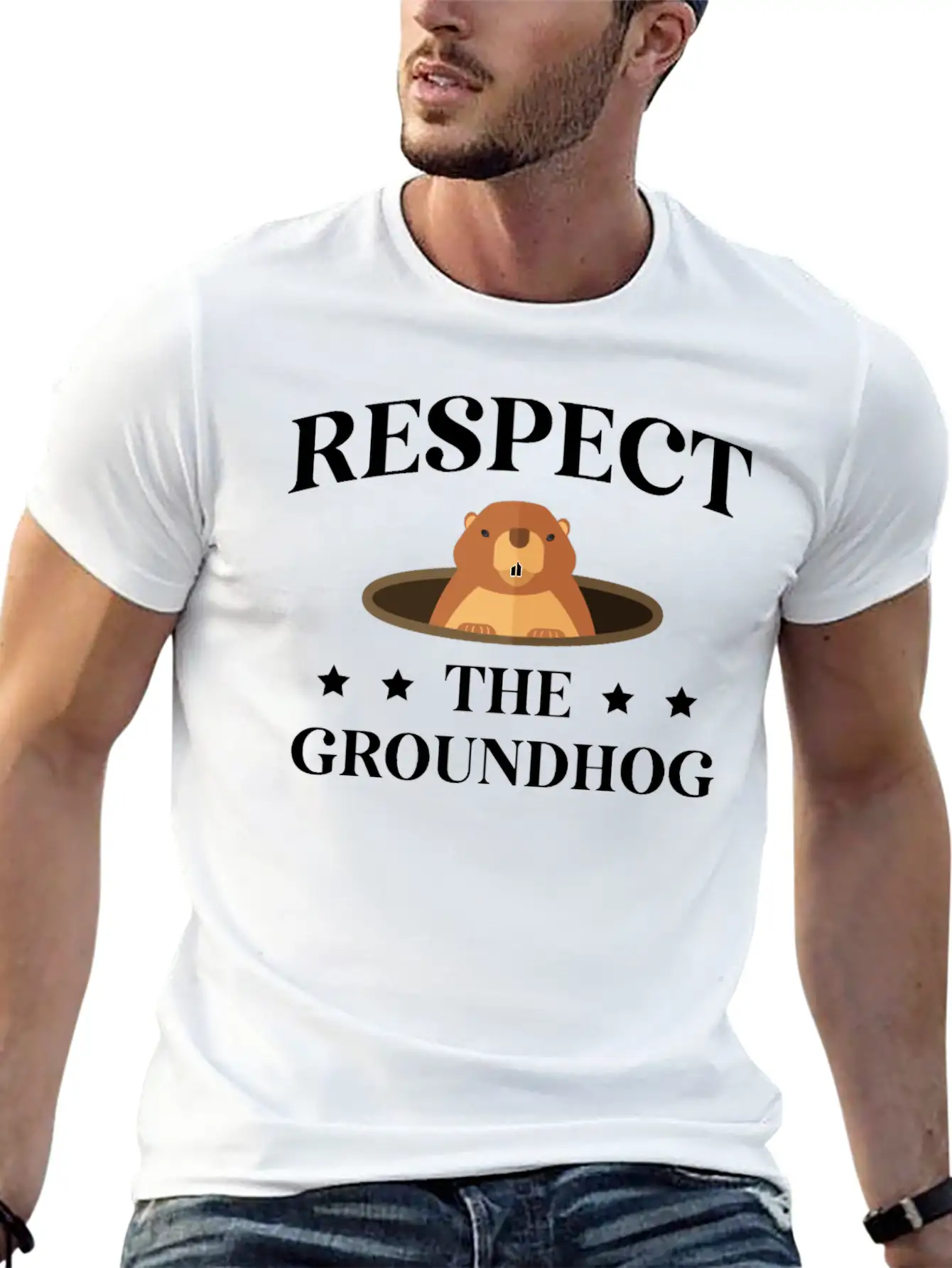 Respect The Groundhog Lover Shadow Wildlife Animal Modern Fit Casual T-Shirt – Clean And Versatile Design