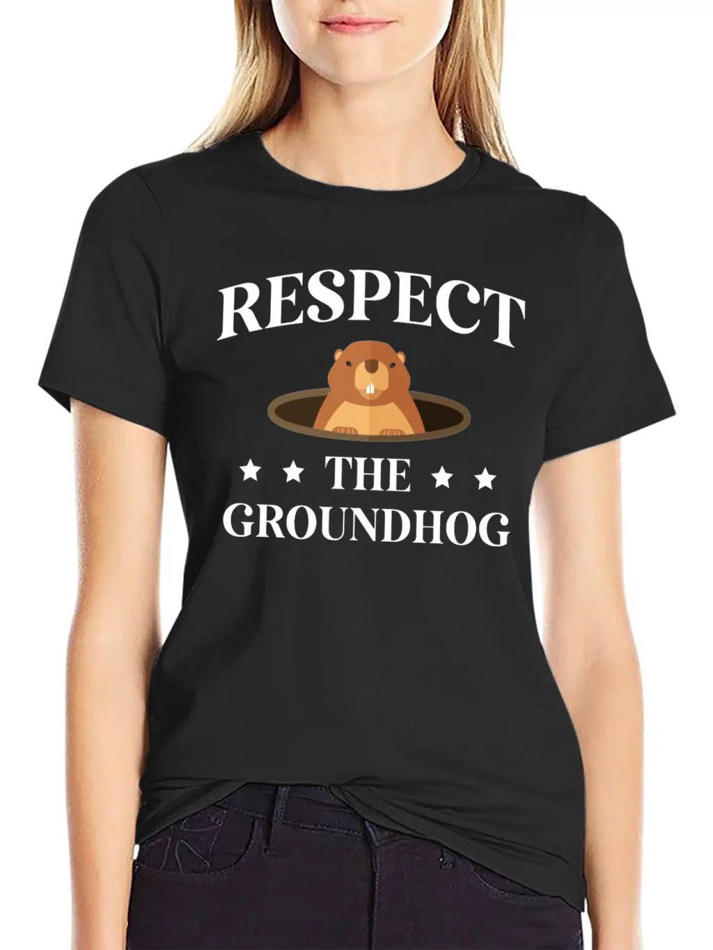 Respect The Groundhog Lover Shadow Wildlife Animal Modern Fit Casual T-Shirt – Clean And Versatile Design