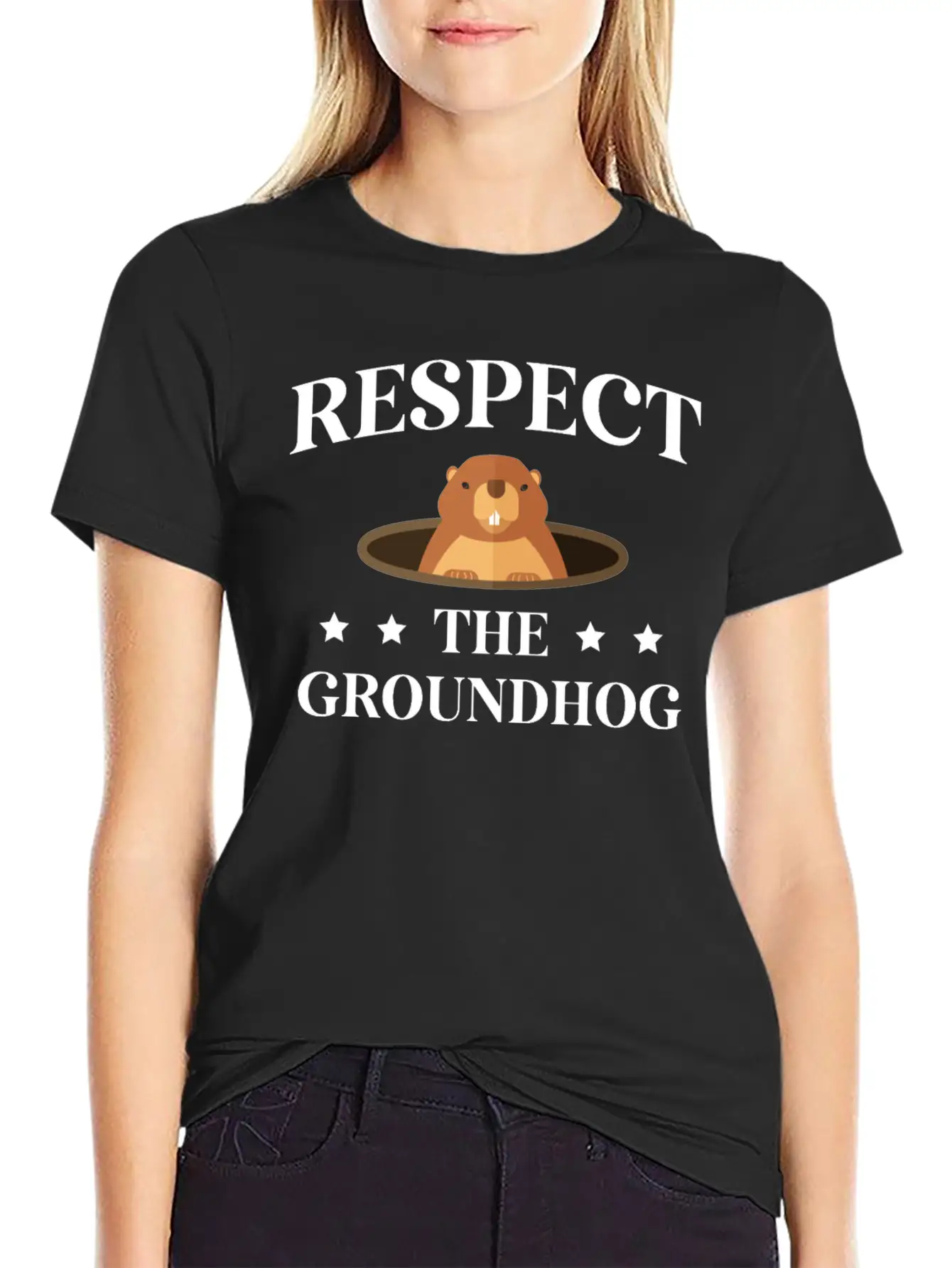 Respect The Groundhog Lover Shadow Wildlife Animal Modern Fit Casual T-Shirt – Clean And Versatile Design