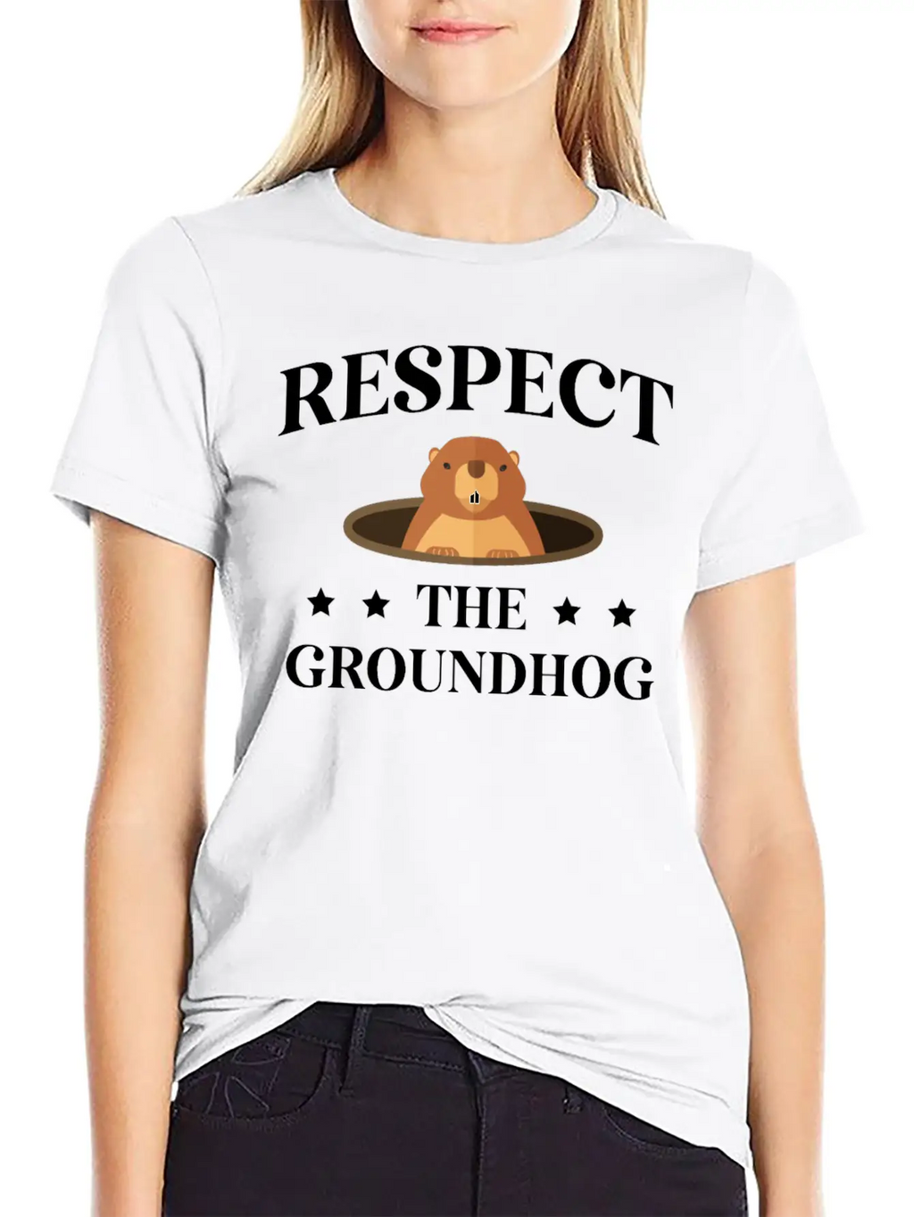 Respect The Groundhog Lover Shadow Wildlife Animal Modern Fit Casual T-Shirt – Clean And Versatile Design