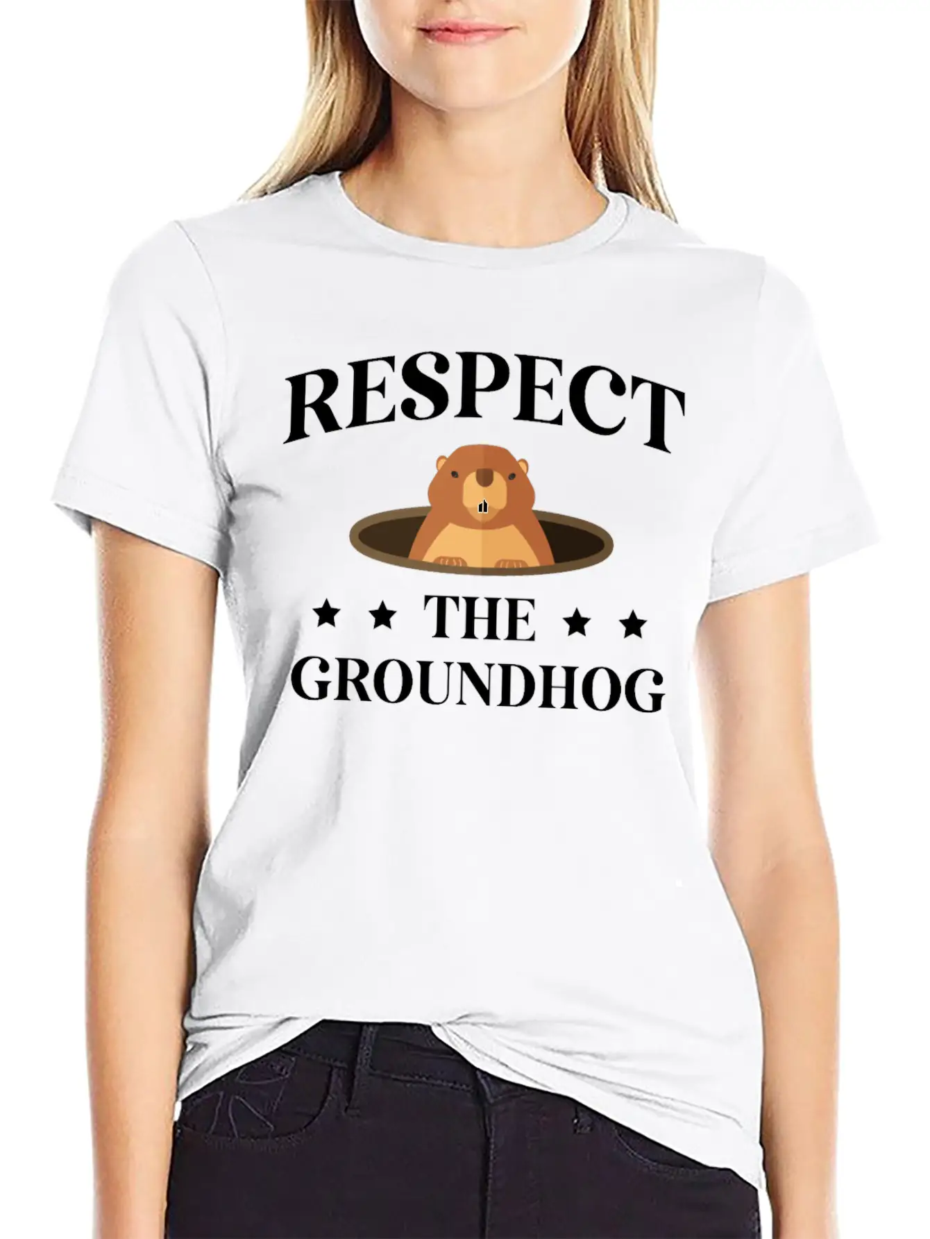 Respect The Groundhog Lover Shadow Wildlife Animal Modern Fit Casual T-Shirt – Clean And Versatile Design