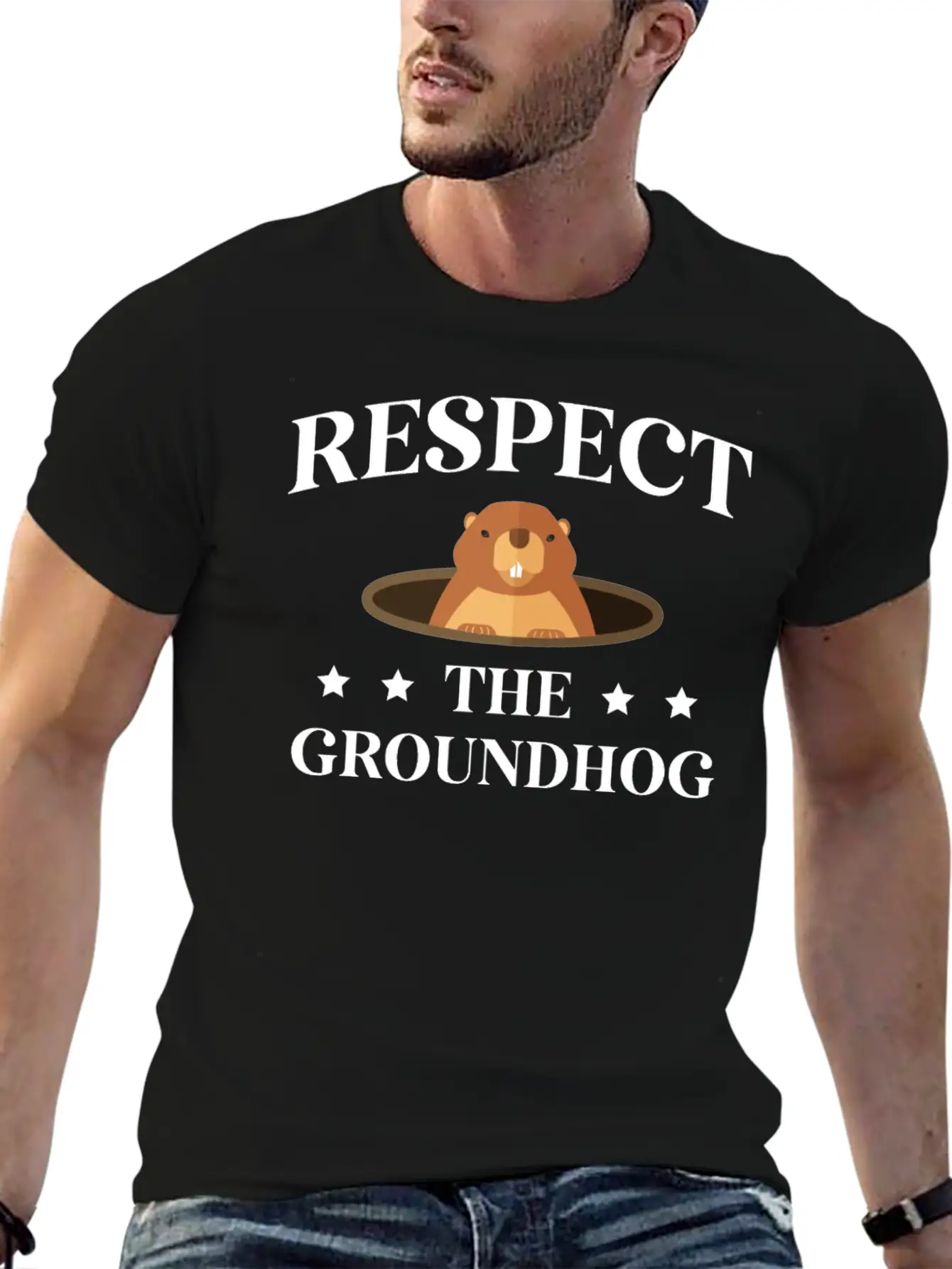 Respect The Groundhog Lover Shadow Wildlife Animal Modern Fit Casual T-Shirt – Clean And Versatile Design
