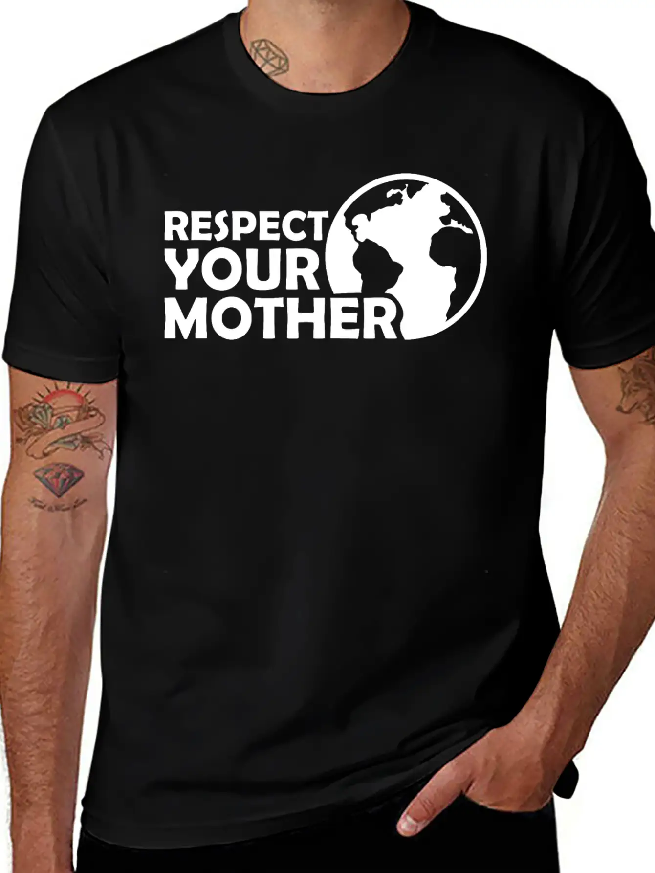 Respect Your Mother Climate Change Ecology Saying Basic Graphic T-Shirt – Daily Comfort In Soft Cotton