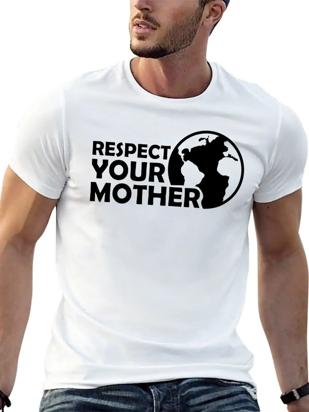 Respect Your Mother Climate Change Ecology Saying Basic Graphic T-Shirt – Daily Comfort In Soft Cotton