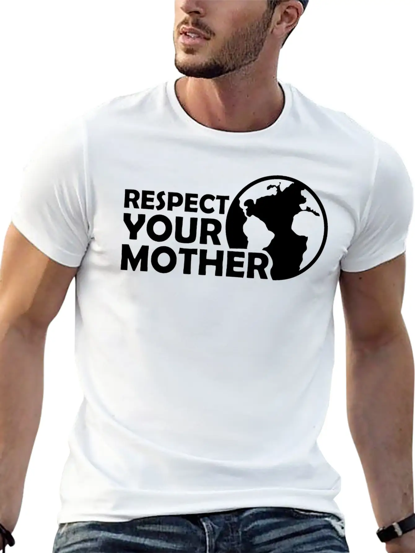 Respect Your Mother Climate Change Ecology Saying Basic Graphic T-Shirt – Daily Comfort In Soft Cotton