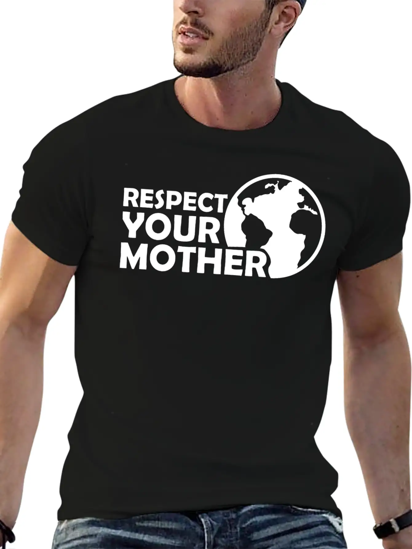 Respect Your Mother Climate Change Ecology Saying Basic Graphic T-Shirt – Daily Comfort In Soft Cotton
