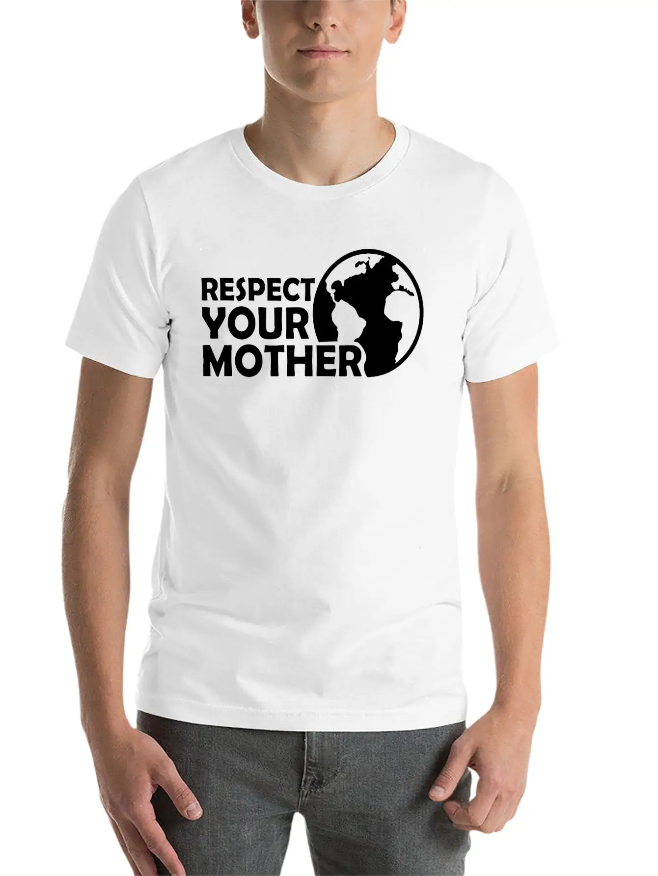 Respect Your Mother Climate Change Ecology Saying Basic Graphic T-Shirt – Daily Comfort In Soft Cotton