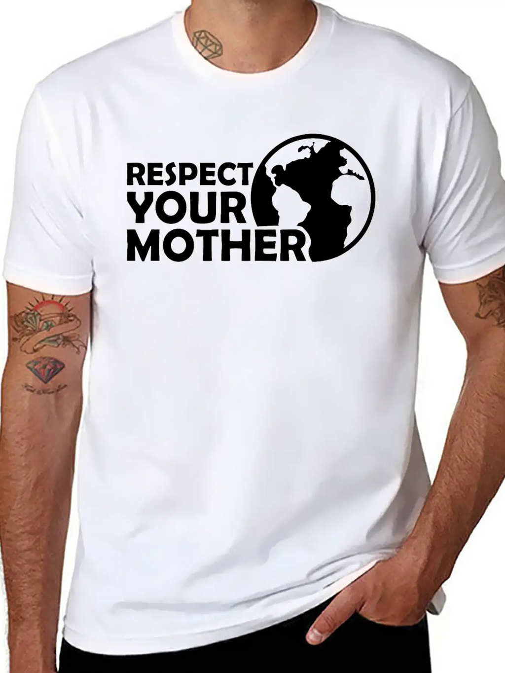 Respect Your Mother Climate Change Ecology Saying Basic Graphic T-Shirt – Daily Comfort In Soft Cotton