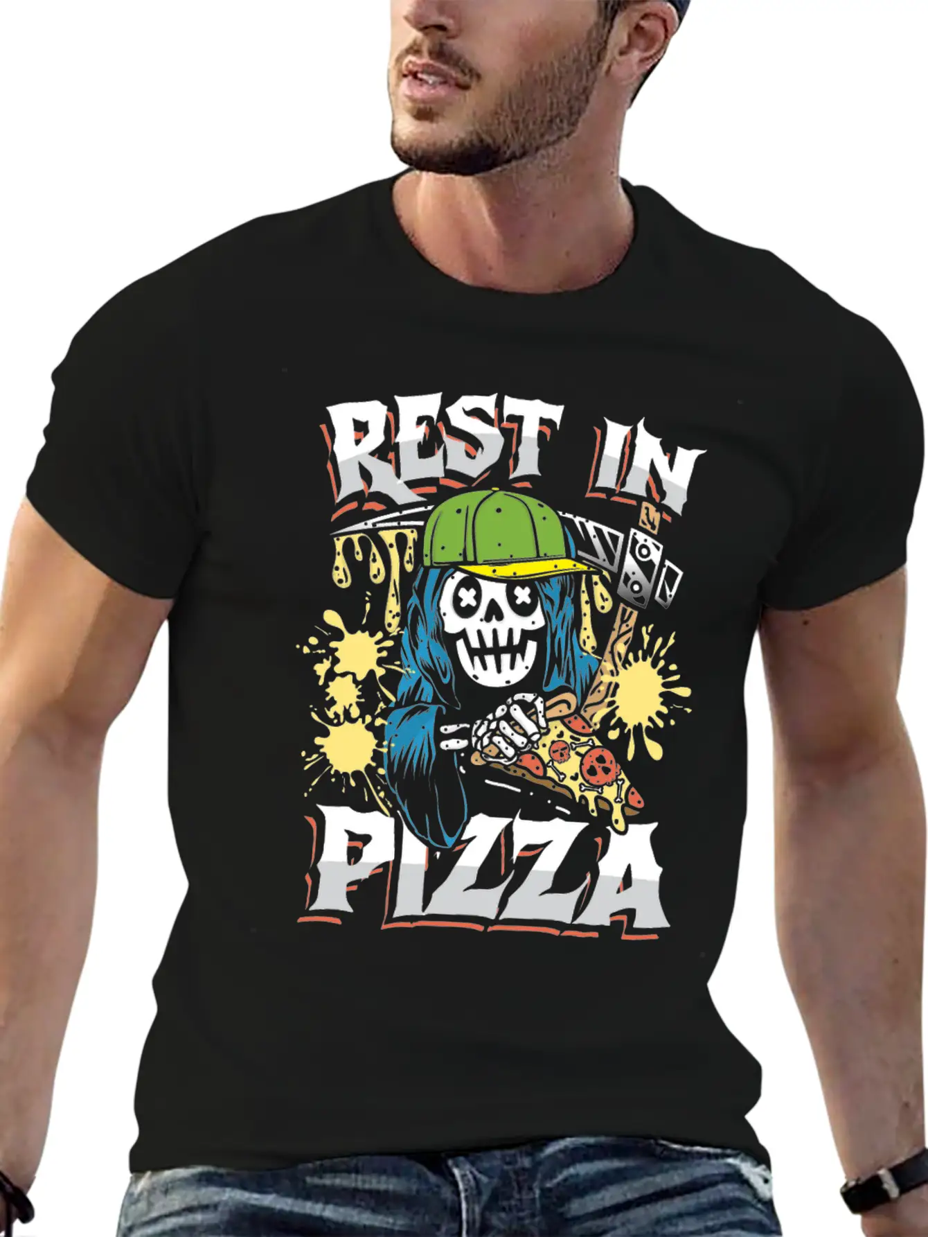 Rest In Pizza Breathable Graphic T-Shirt – Perfect For Casual Days
