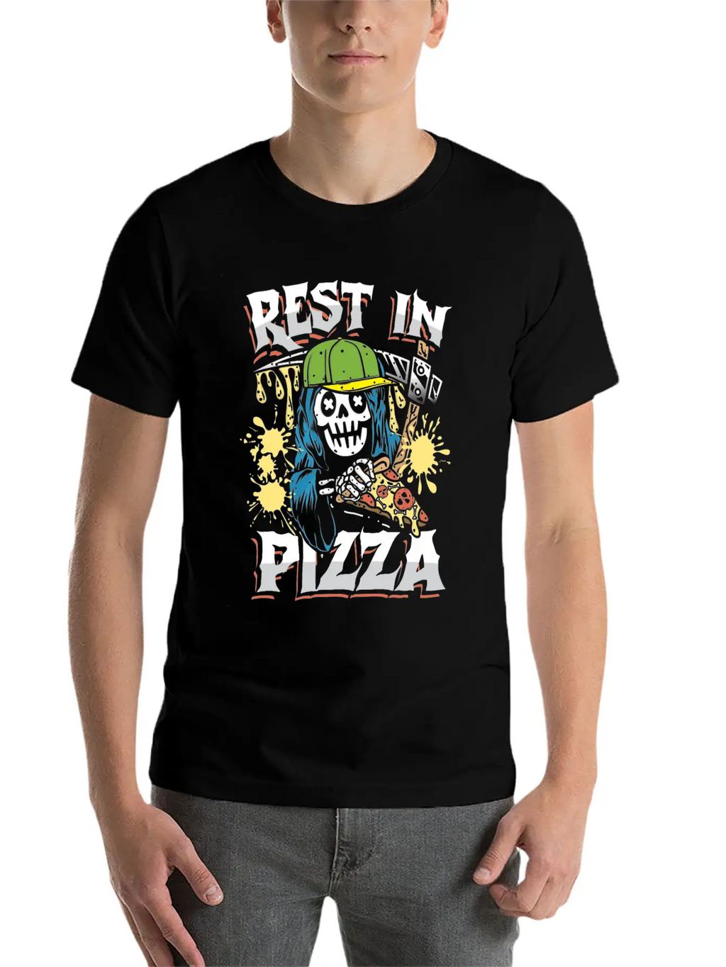 Rest In Pizza Breathable Graphic T-Shirt – Perfect For Casual Days